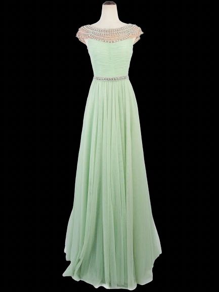 Excellent Sherri Hill Green Evening Gown Size M with Beading