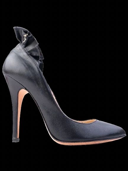 Excellent Elisabetta Franchi Black Leather High Heels Size 38