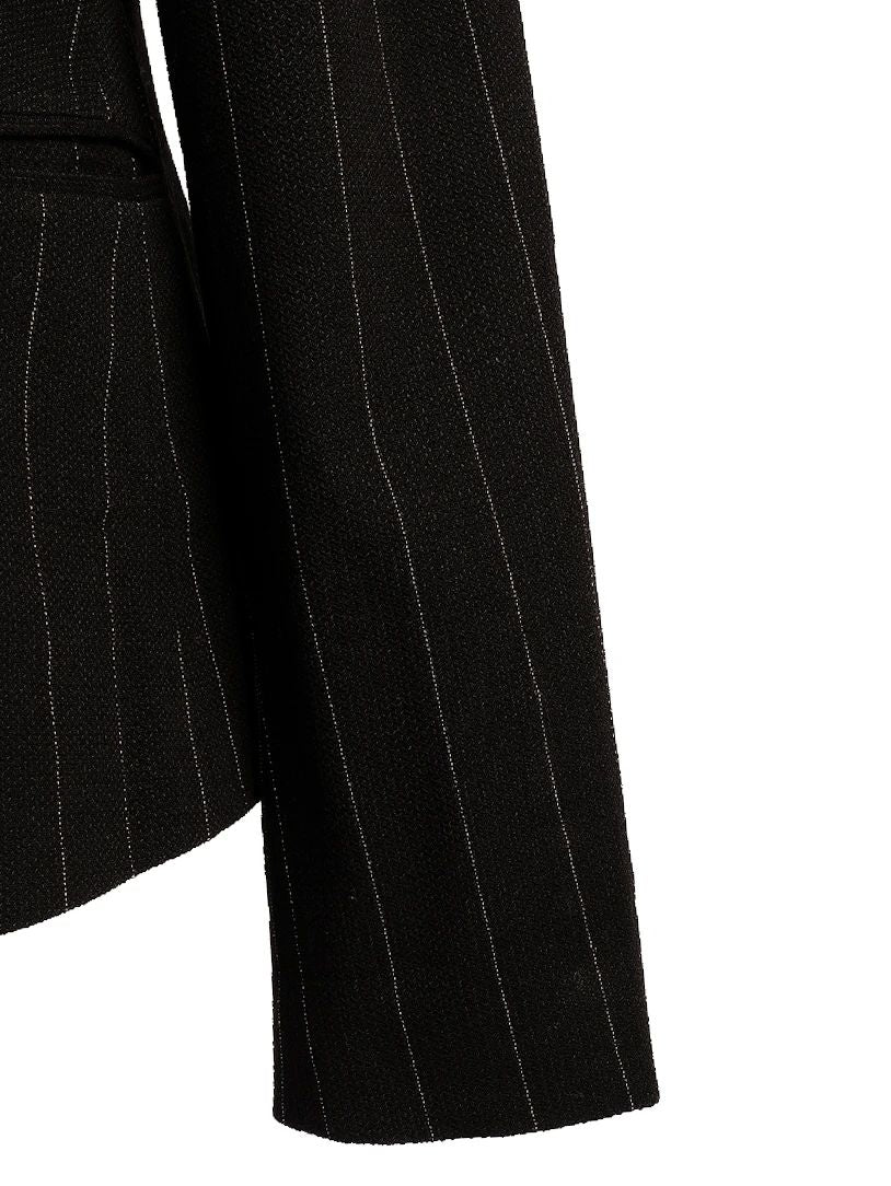 Excellent Emporio Armani Black Wool Pinstripe Blazer Women&