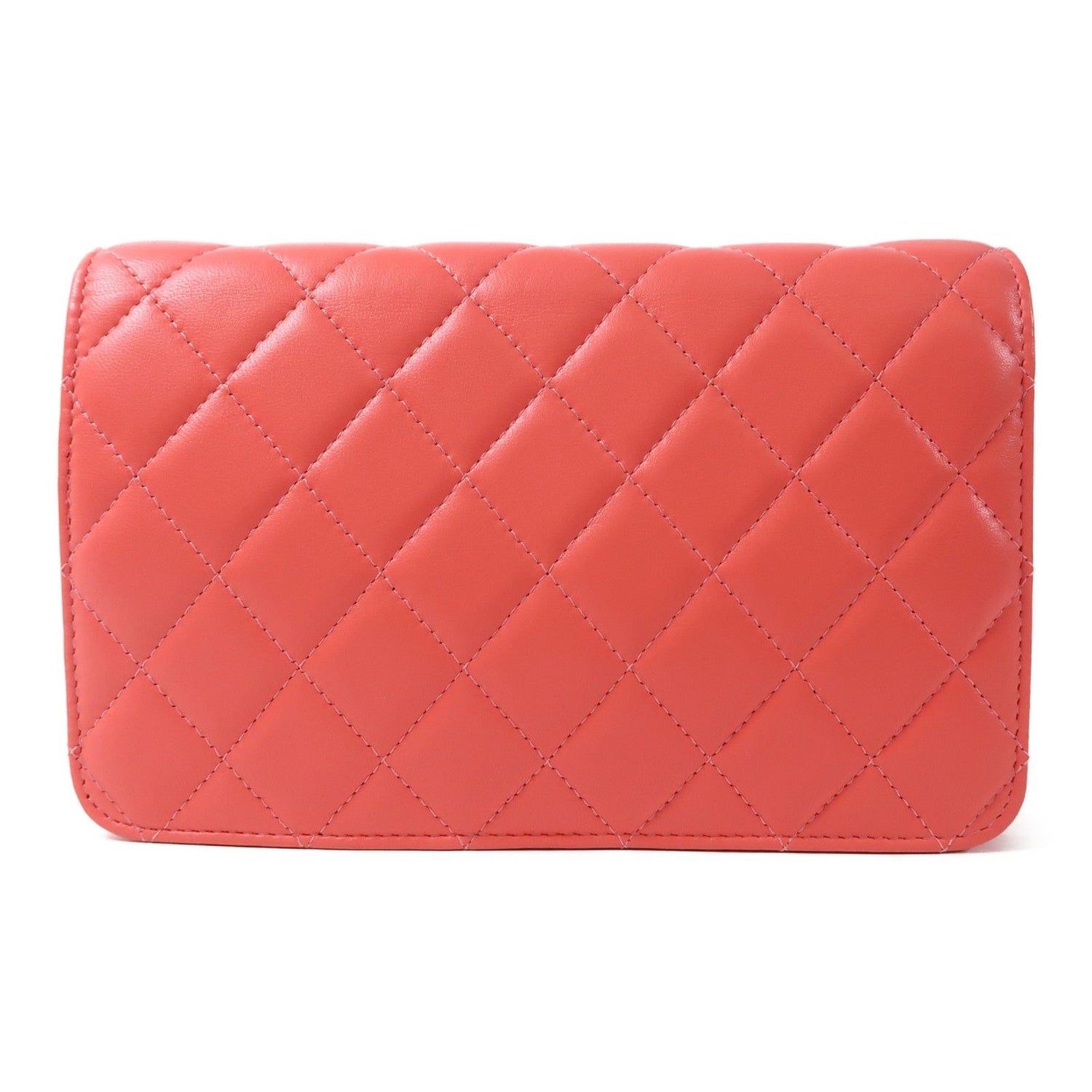 Chanel Pink Sheepskin Leather Woc Wallet On Chain Golden Cross Shoulder Back Bag Lambskin (sheep Leat