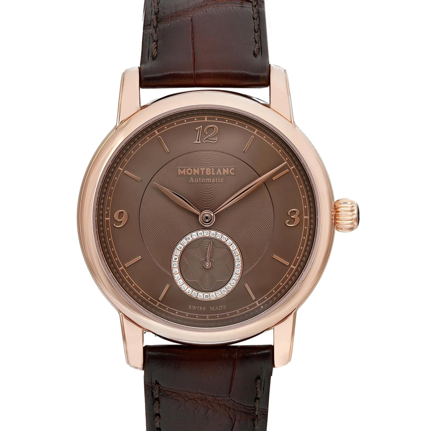 Montblanc Star Legacy 36mm 18K Rose Gold Brown Diamond Dial Watch MB118519