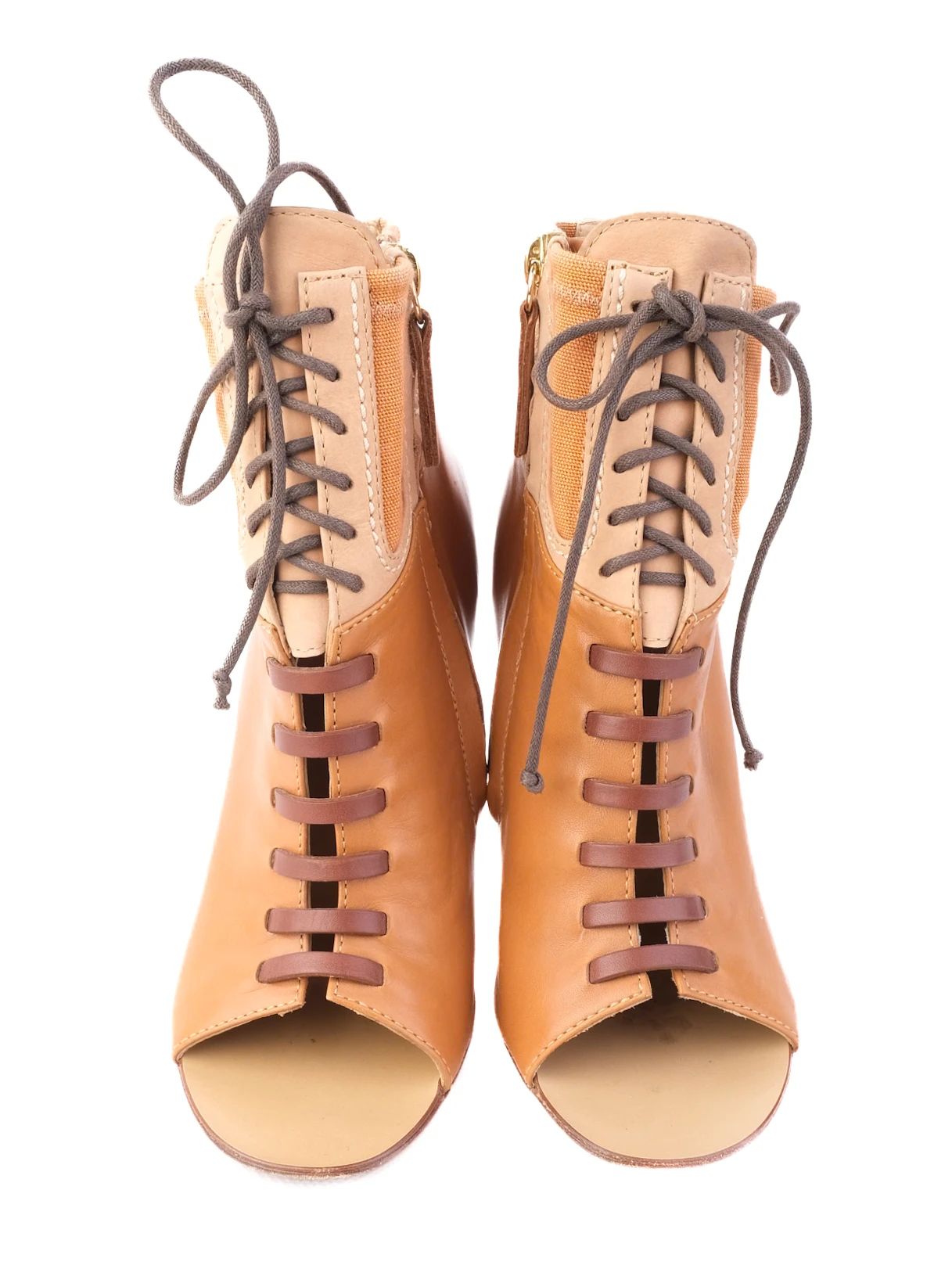 Excellent Giuseppe Zanotti Orange Leather High-Heeled Ankle Boots Size 36.5