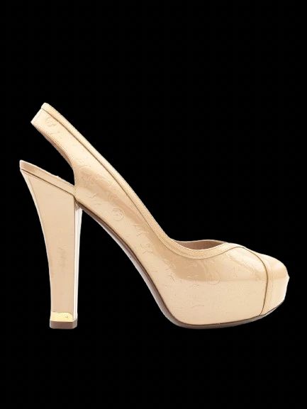 Louis Vuitton Yellow Leather High-Heeled Slingback Shoes Size 37.5