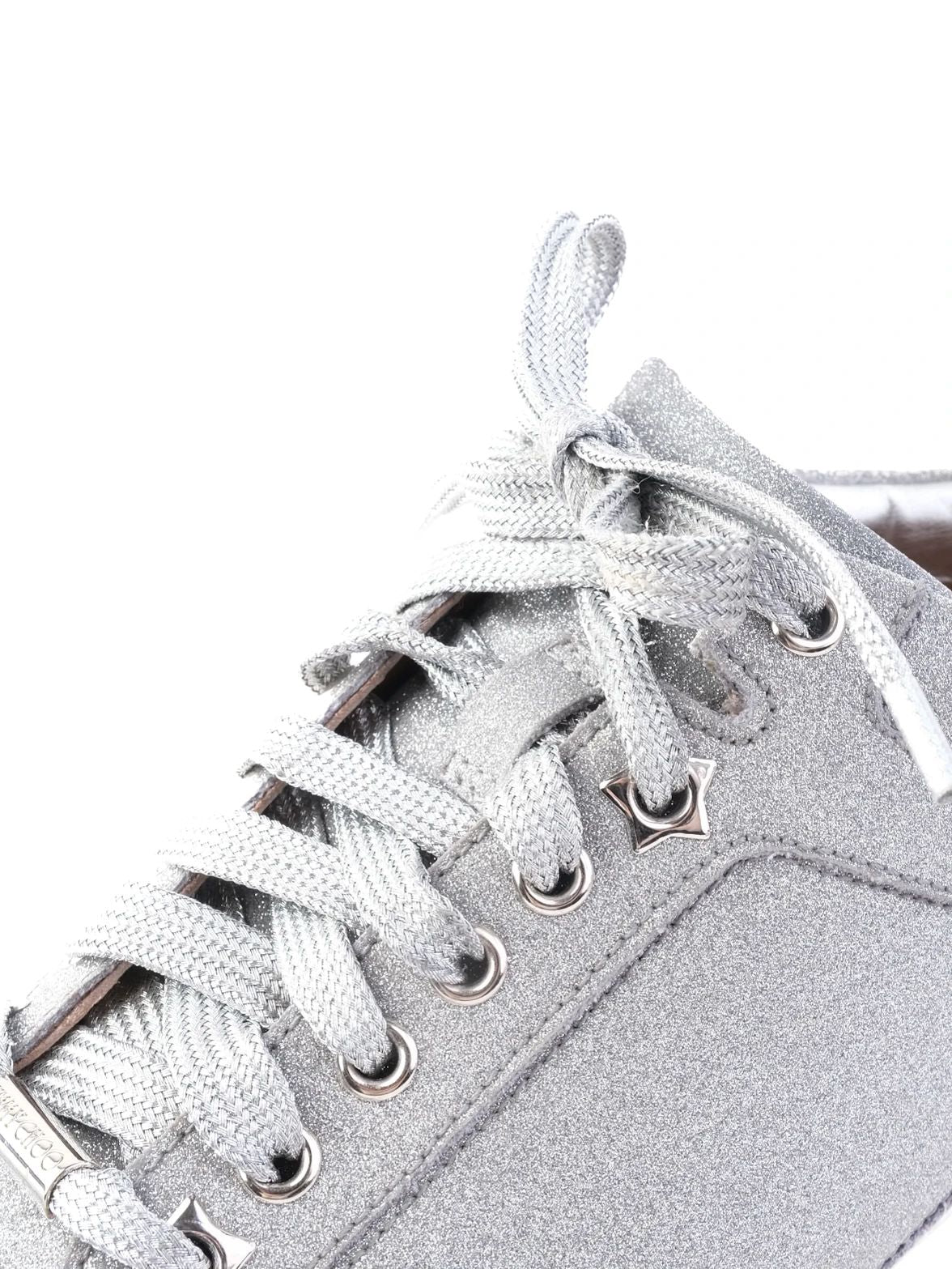 Excellent Jimmy Choo Gray Leather Sneakers with White Sole