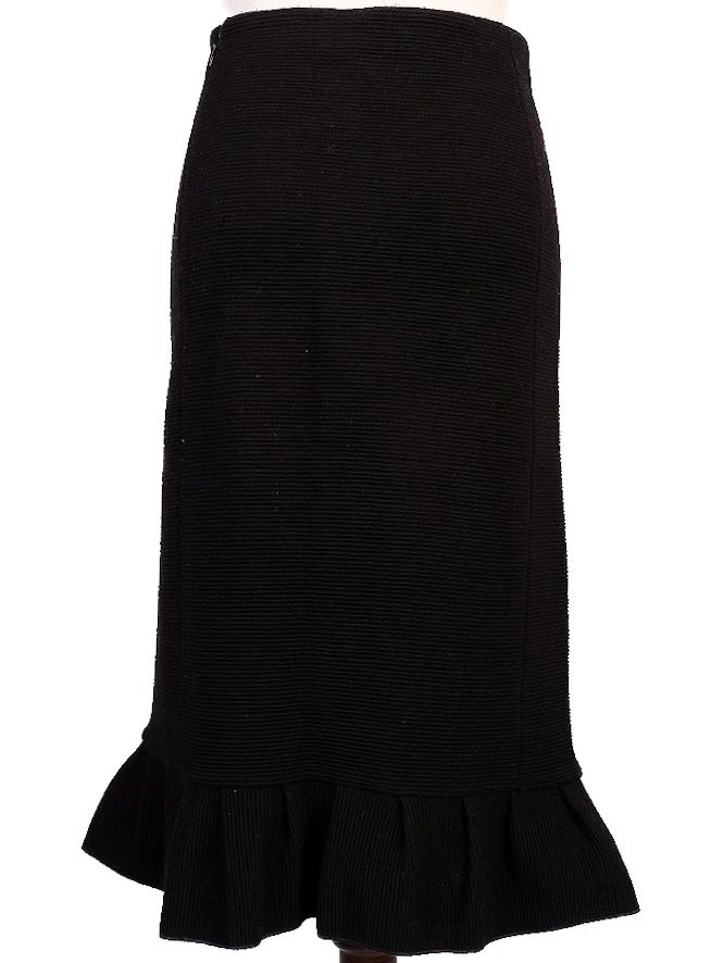 Excellent Emporio Armani Black Viscose Skirt Size XS with Ruffled Hem