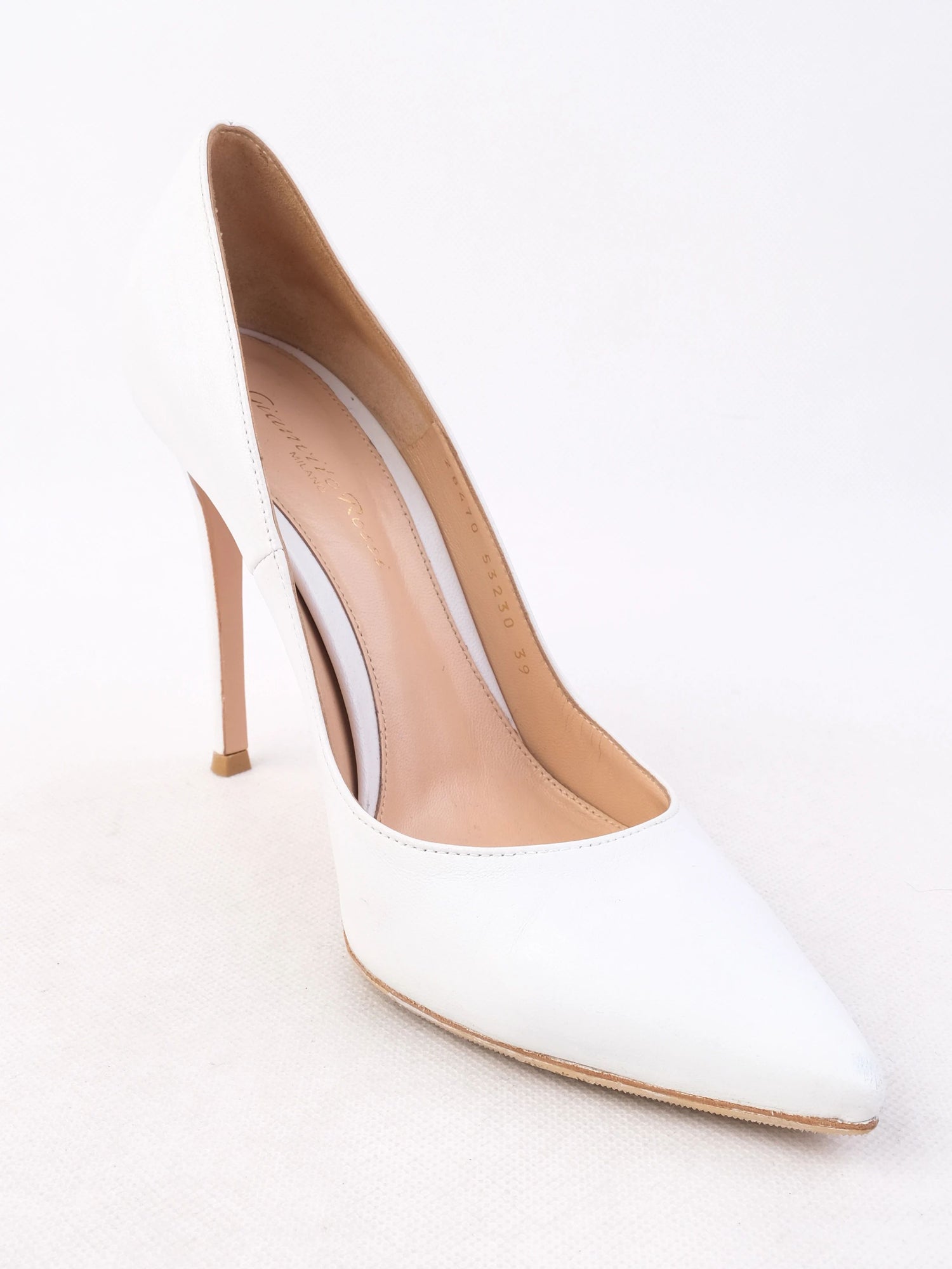 Excellent Gianvito Rossi White Leather High-Heeled Shoes Size 39