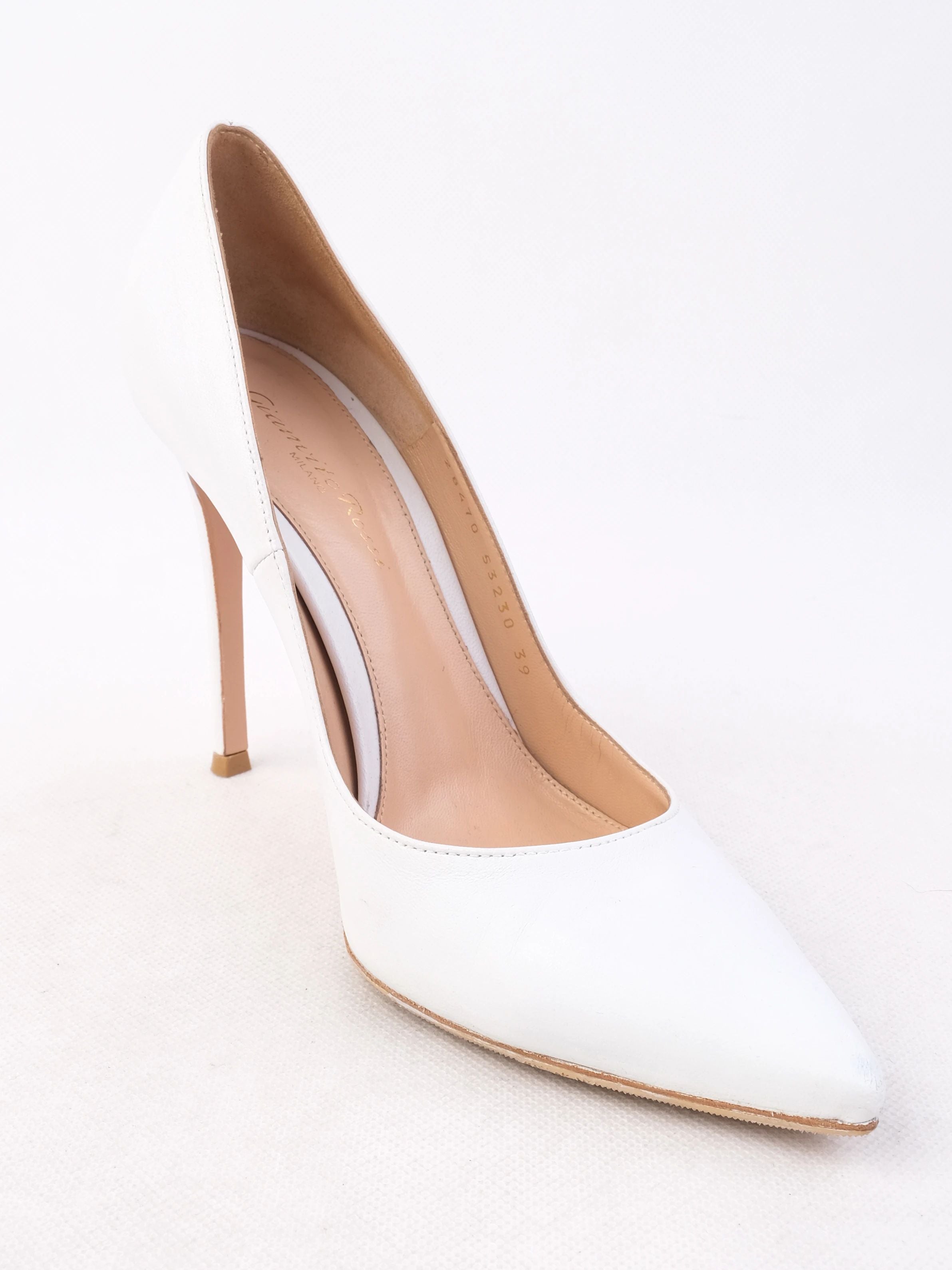 Excellent Gianvito Rossi White Leather High-Heeled Shoes Size 39