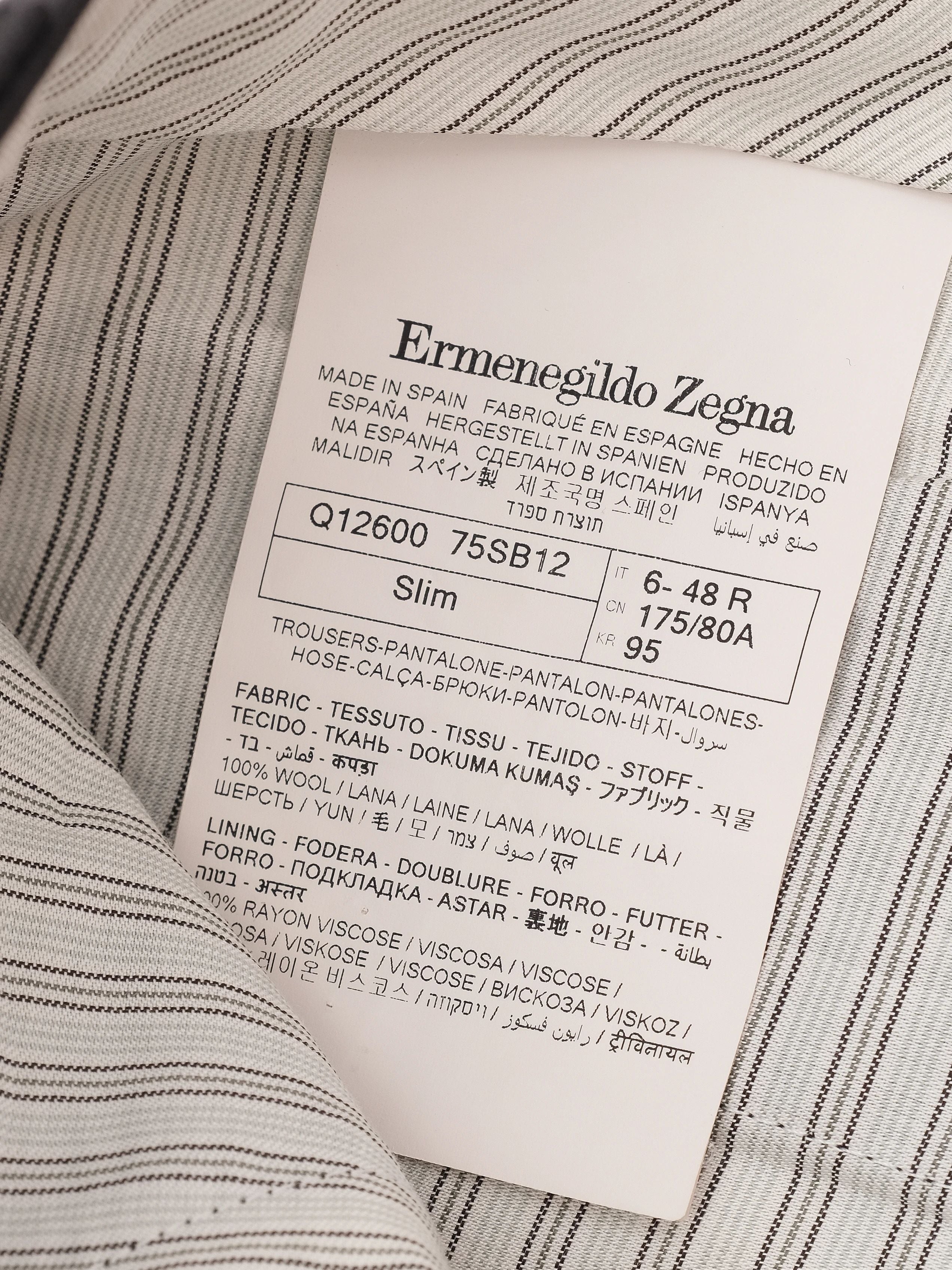 Excellent Ermenegildo Zegna Gray Wool Trousers Size M