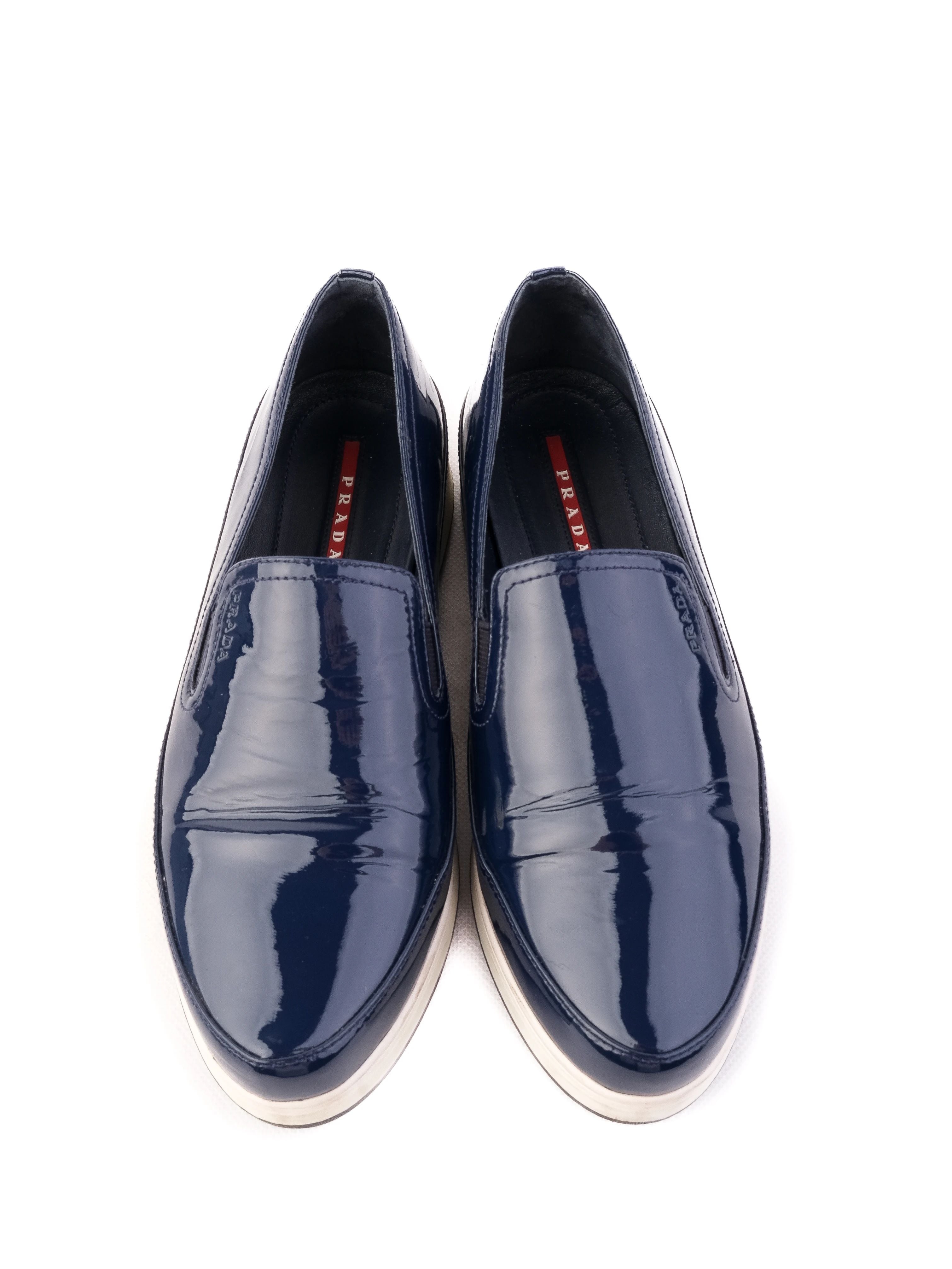 Excellent Prada Slip-On Shoes Blue Lacquer WomenÕs Size Not Specified