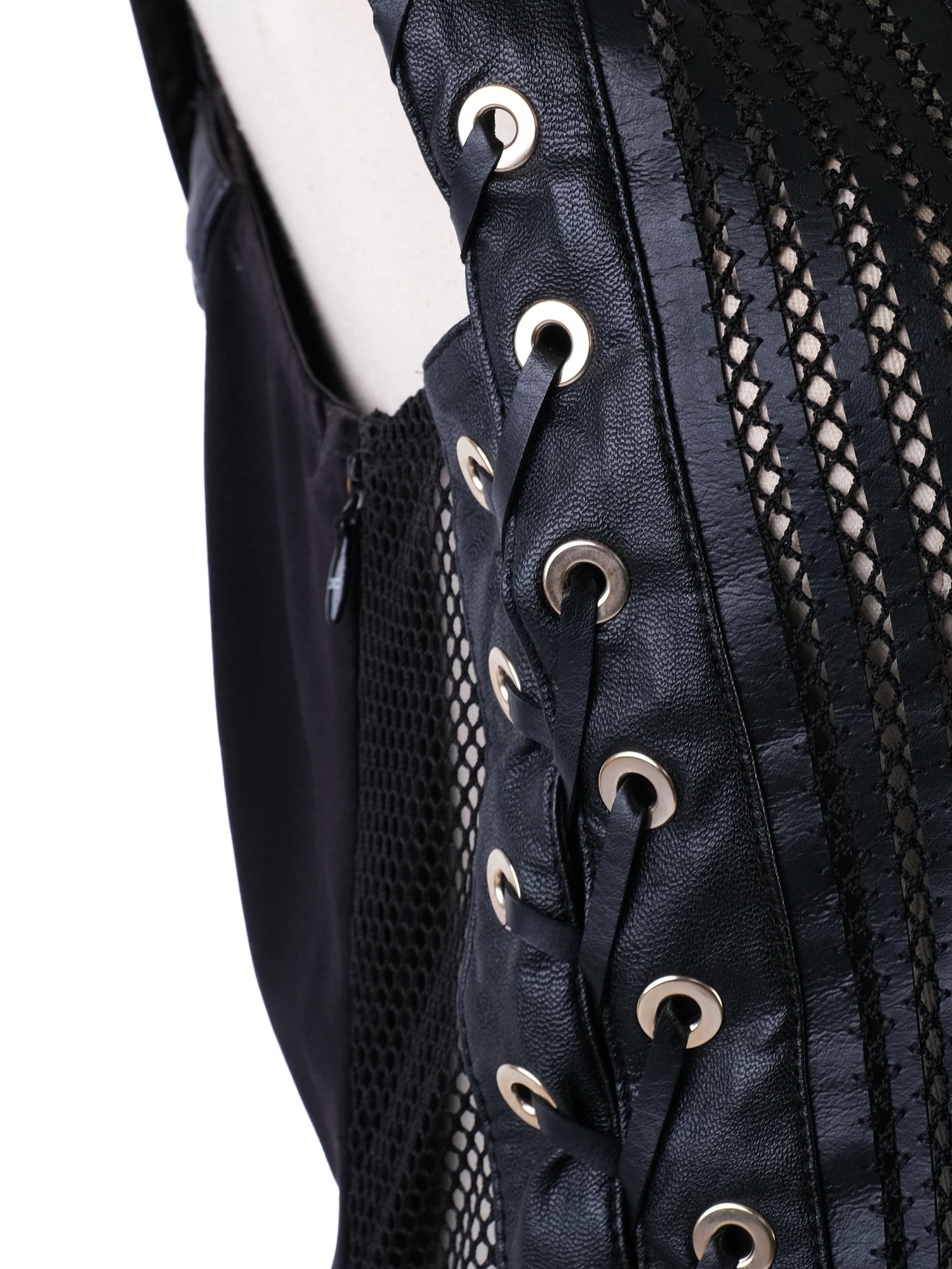 ELISABETTA FRANCHI Black Sleeveless Dress Size L with Lace-up Details