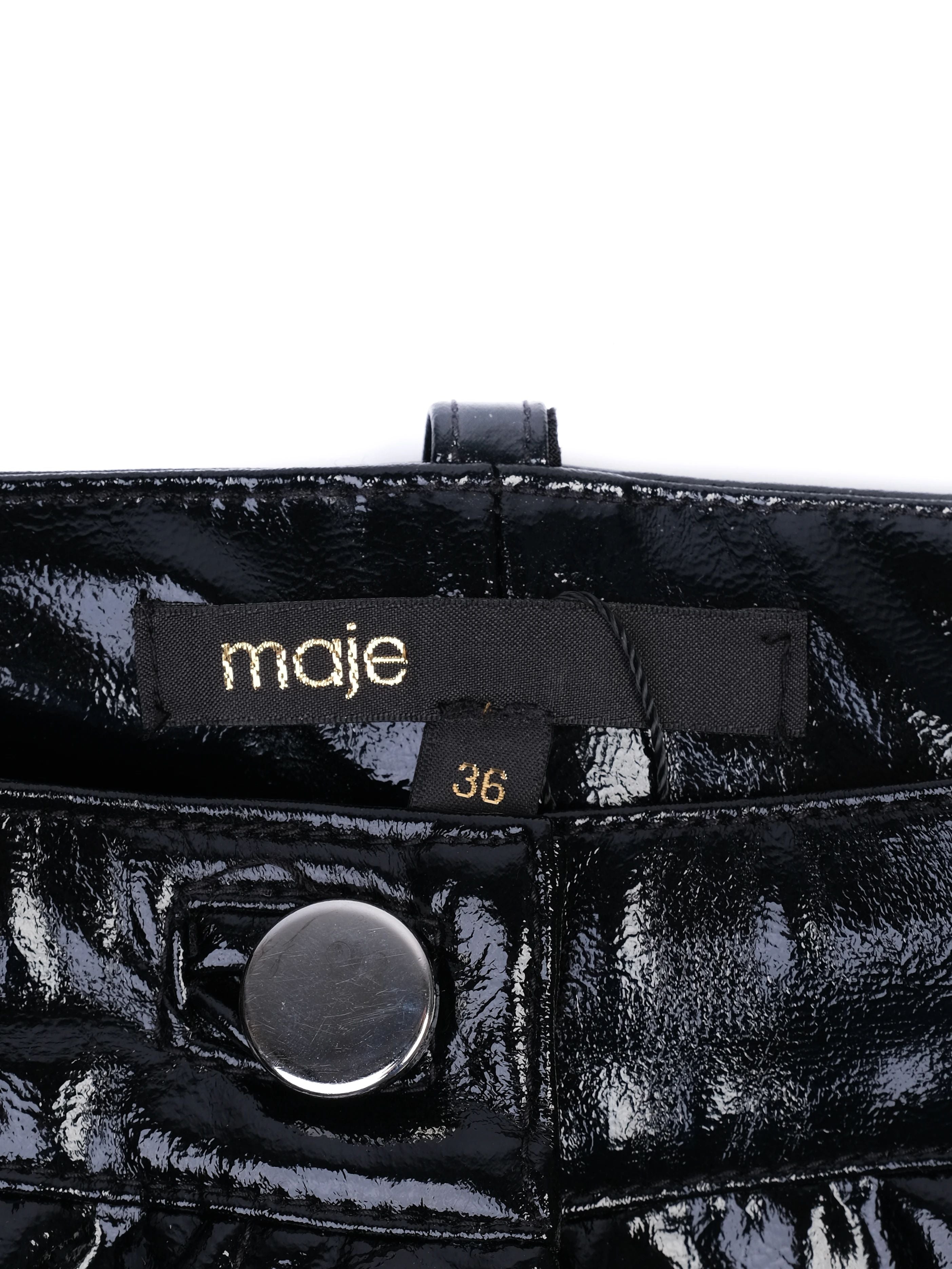 EXCELLENT Maje Black Glossy Polyurethane Pants Size S