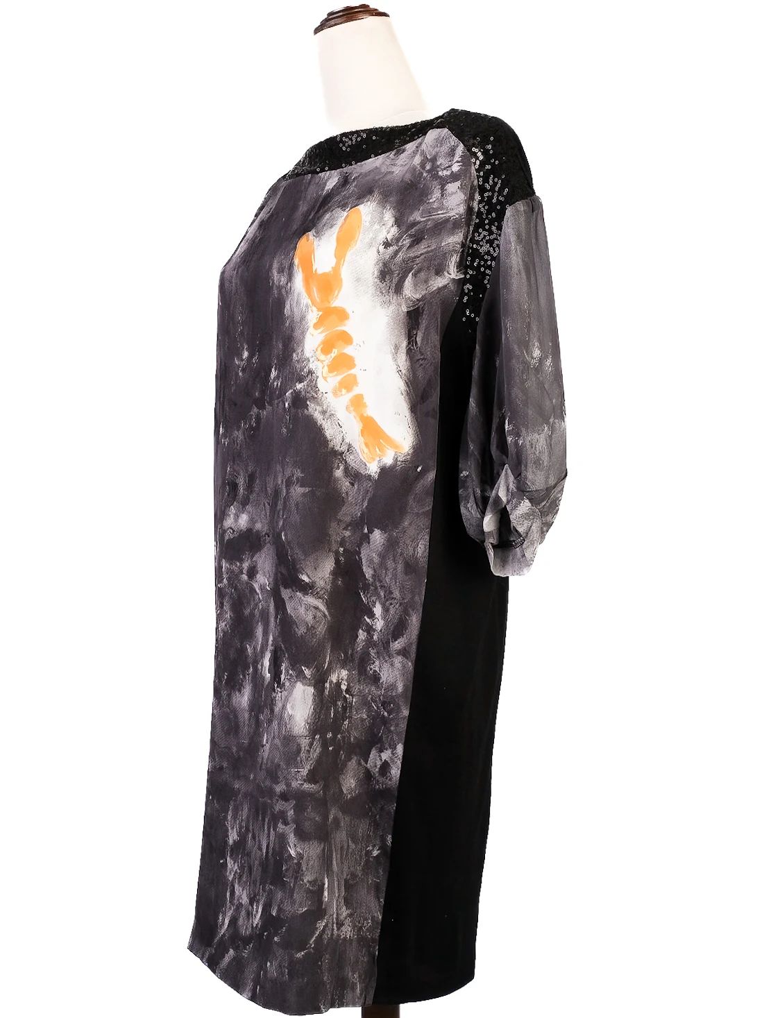 NEW Tsumori Chisato Abstract Silk Dress Size L with Sequins