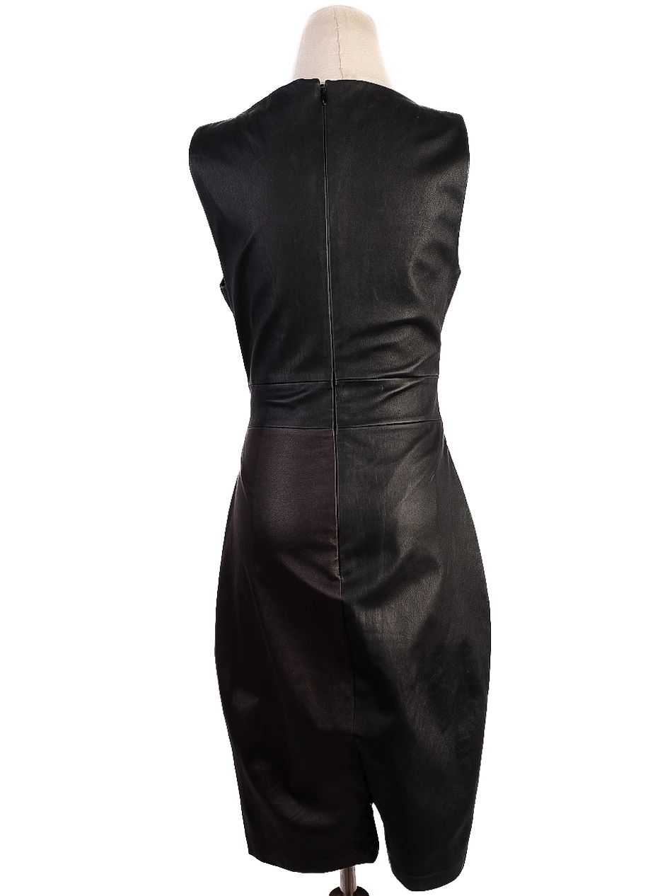 Excellent Robert Rodriguez Black Leather Dress Size 4 S Cut-Out Detail