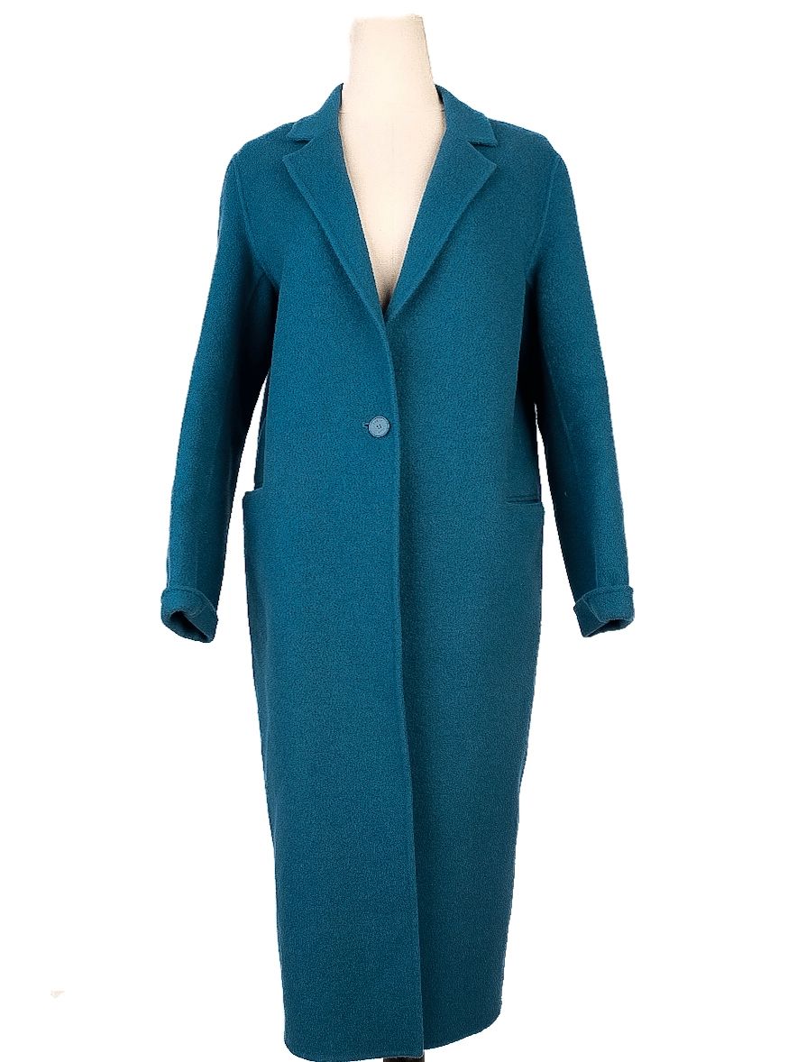 Excellent Sandro Wool Overcoat Blue Teal Size XS