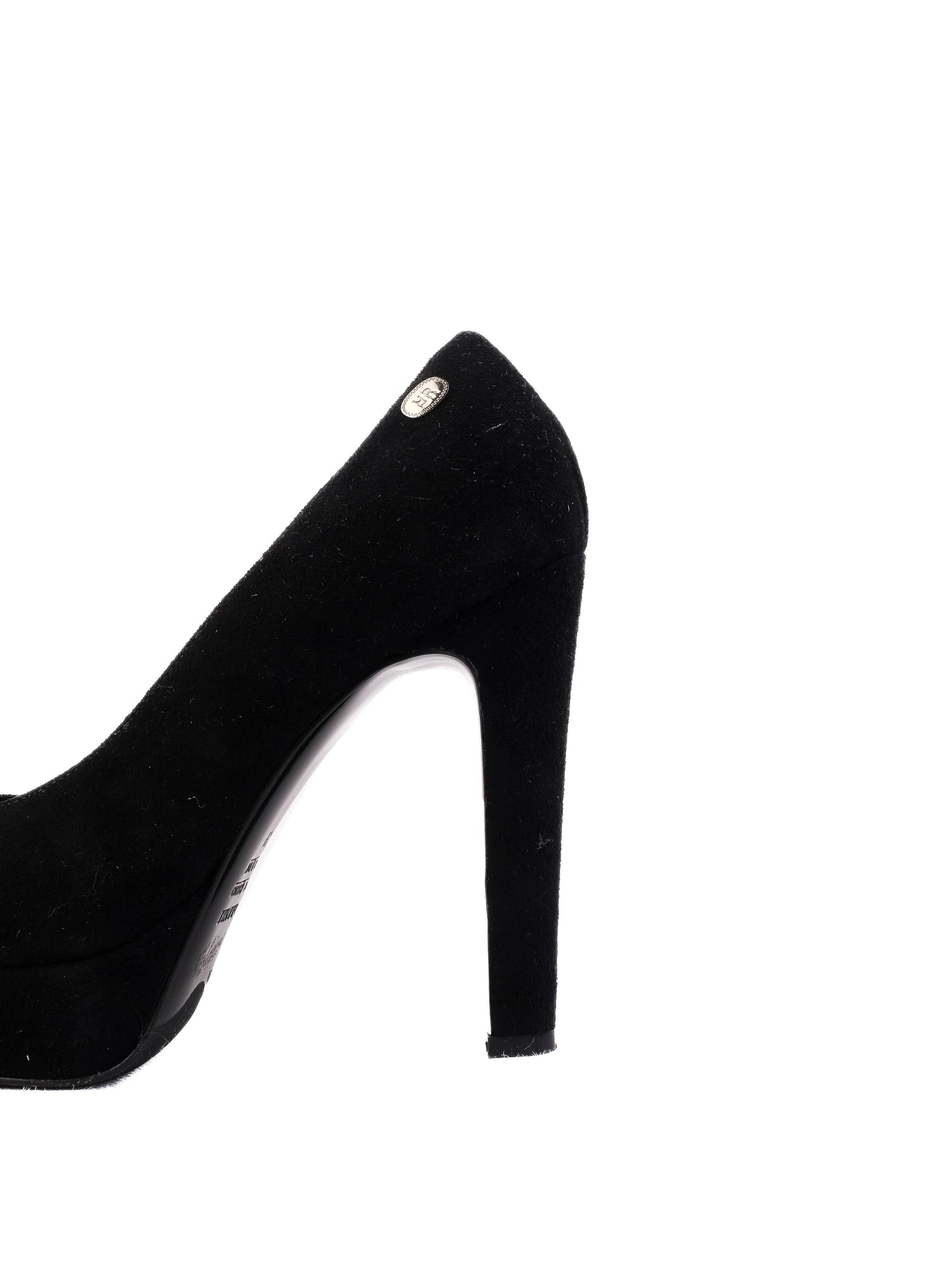 R&Renzi Black Genuine Suede High-Heeled Shoes Size 38