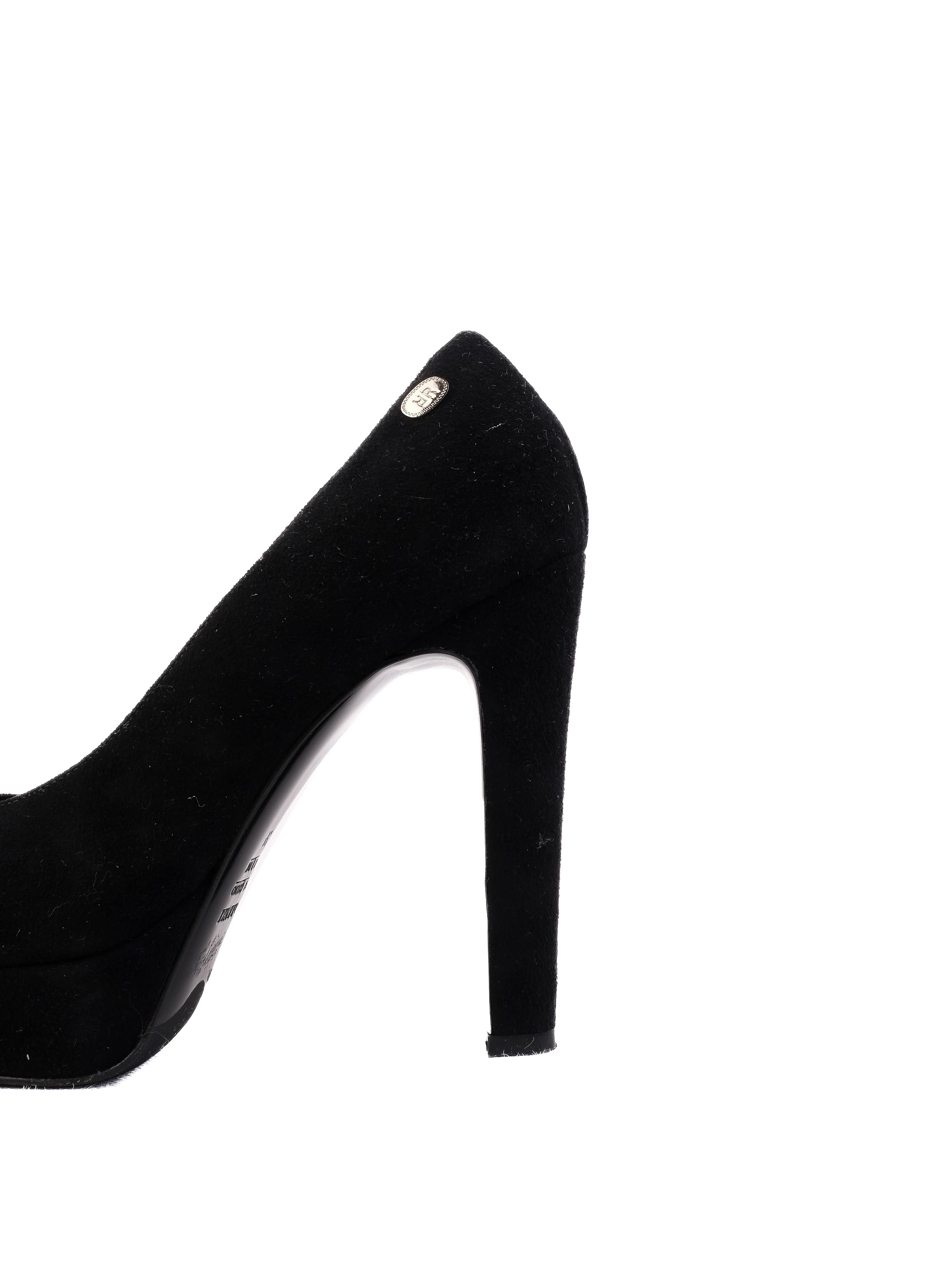 R&Renzi Black Genuine Suede High-Heeled Shoes Size 38