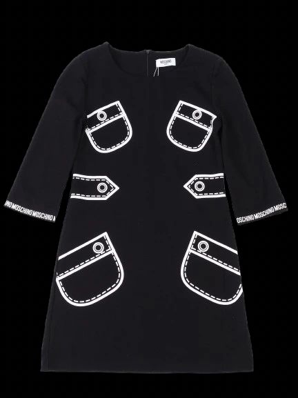 Excellent Moschino Black Dress for Kids Size 12 with Graphic Design