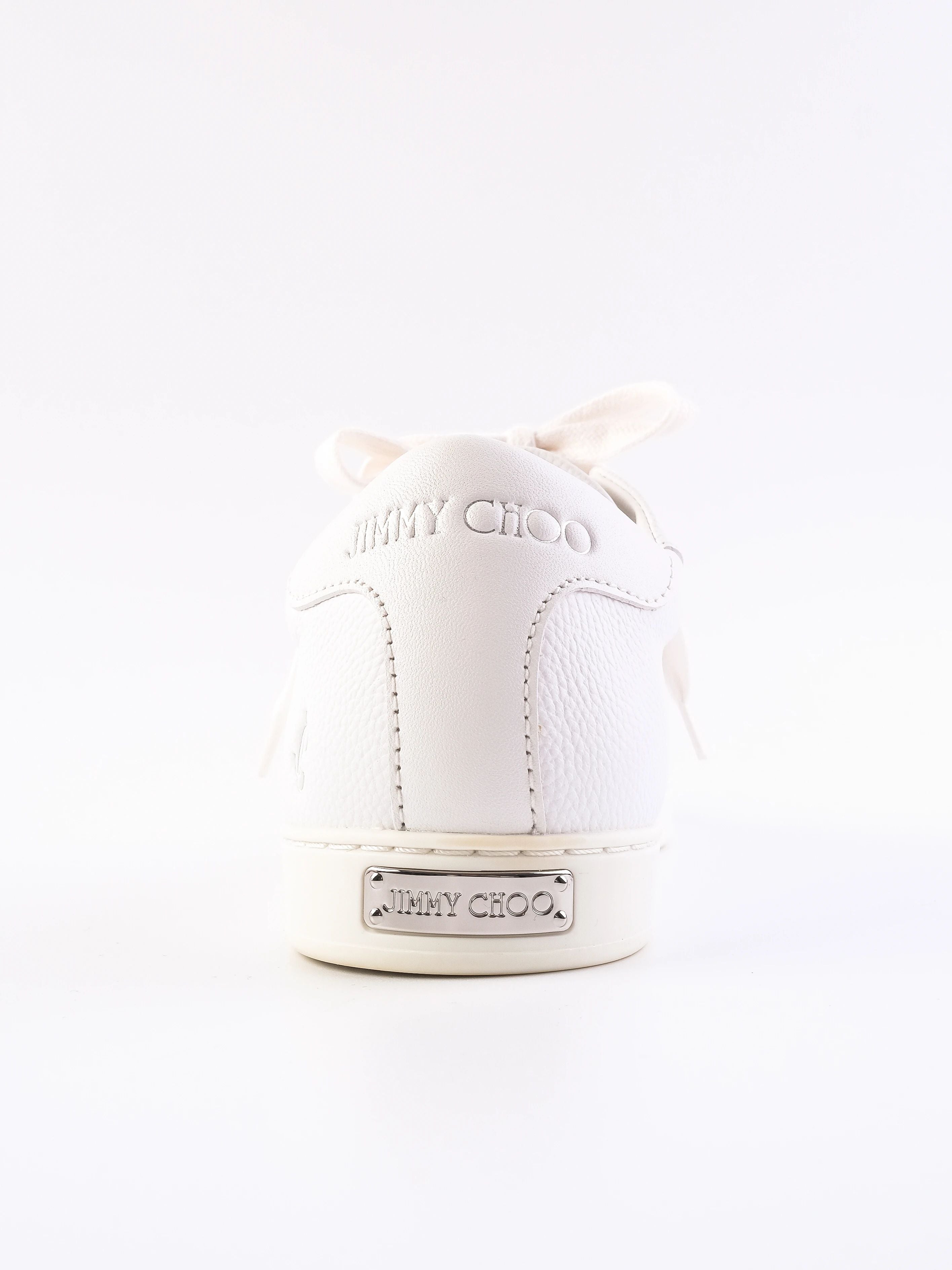 NEW Jimmy Choo White Leather Sneakers Size 38.5 Women