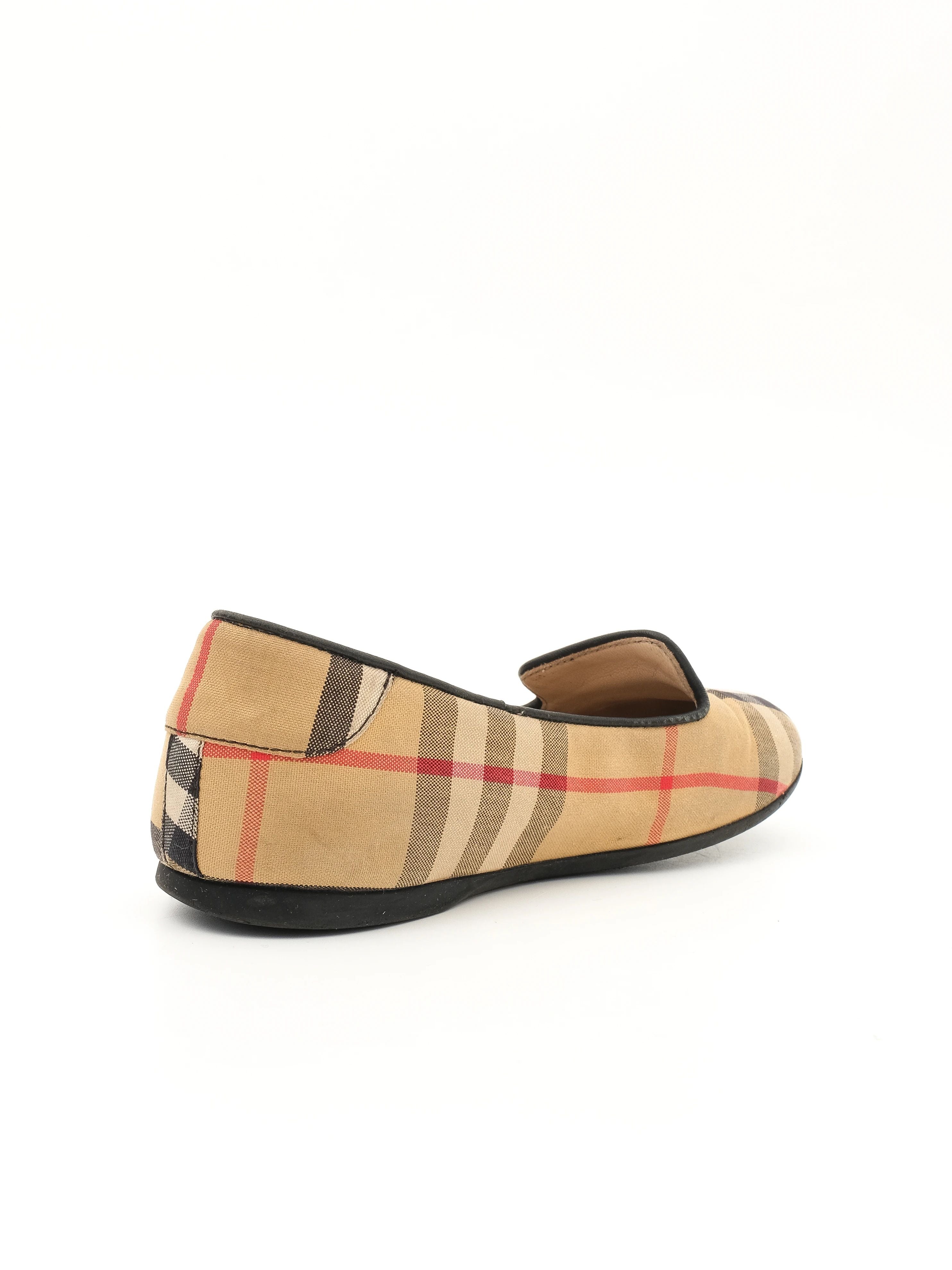 Excellent Burberry Kids Slip-On Flat Shoes Size 28 Plaid Design