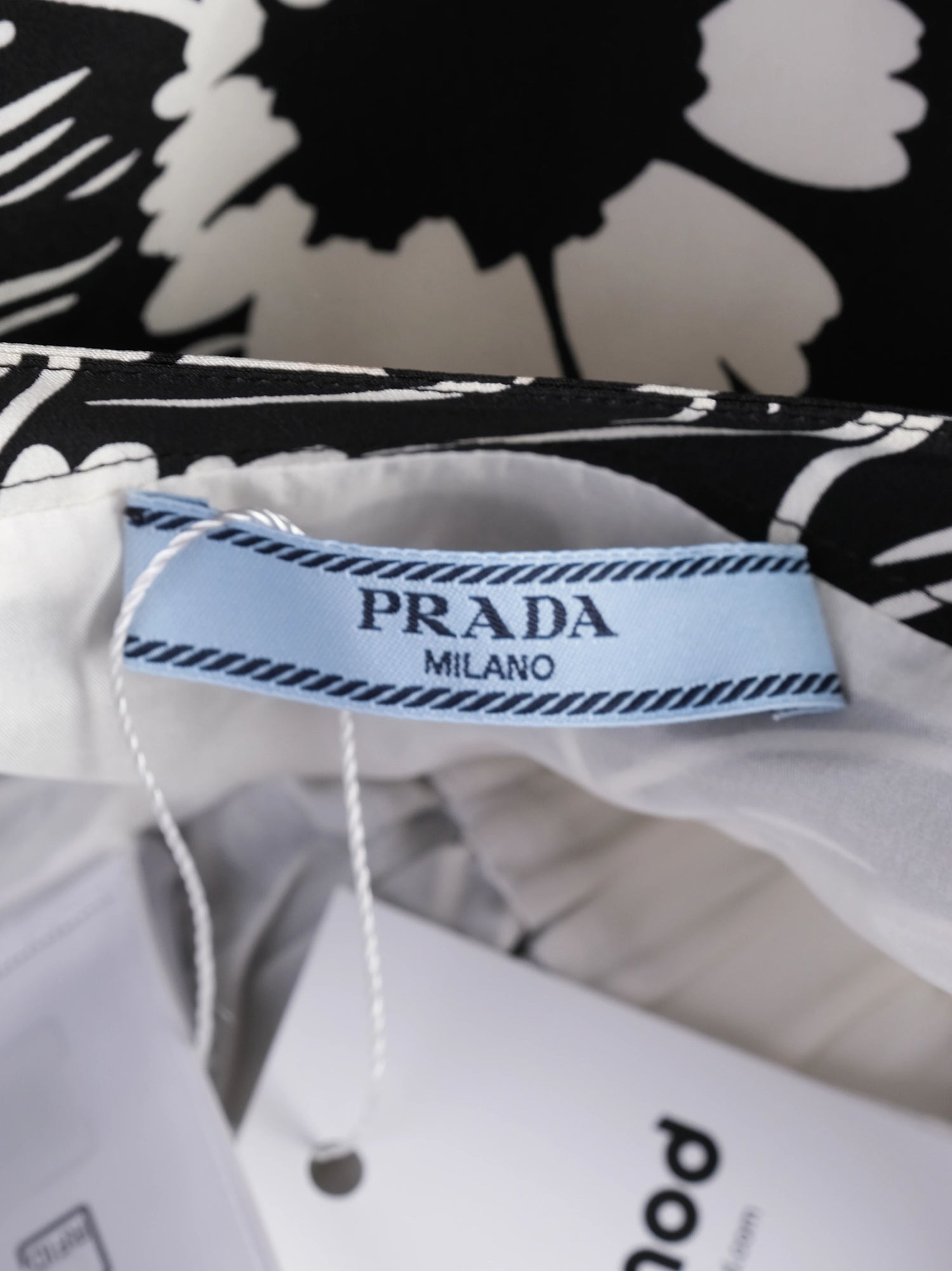 Excellent Prada Maxi Dress Black White Floral Silk Size S
