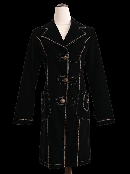 Excellent Byblos Black Viscose Coat Size S with Button Details