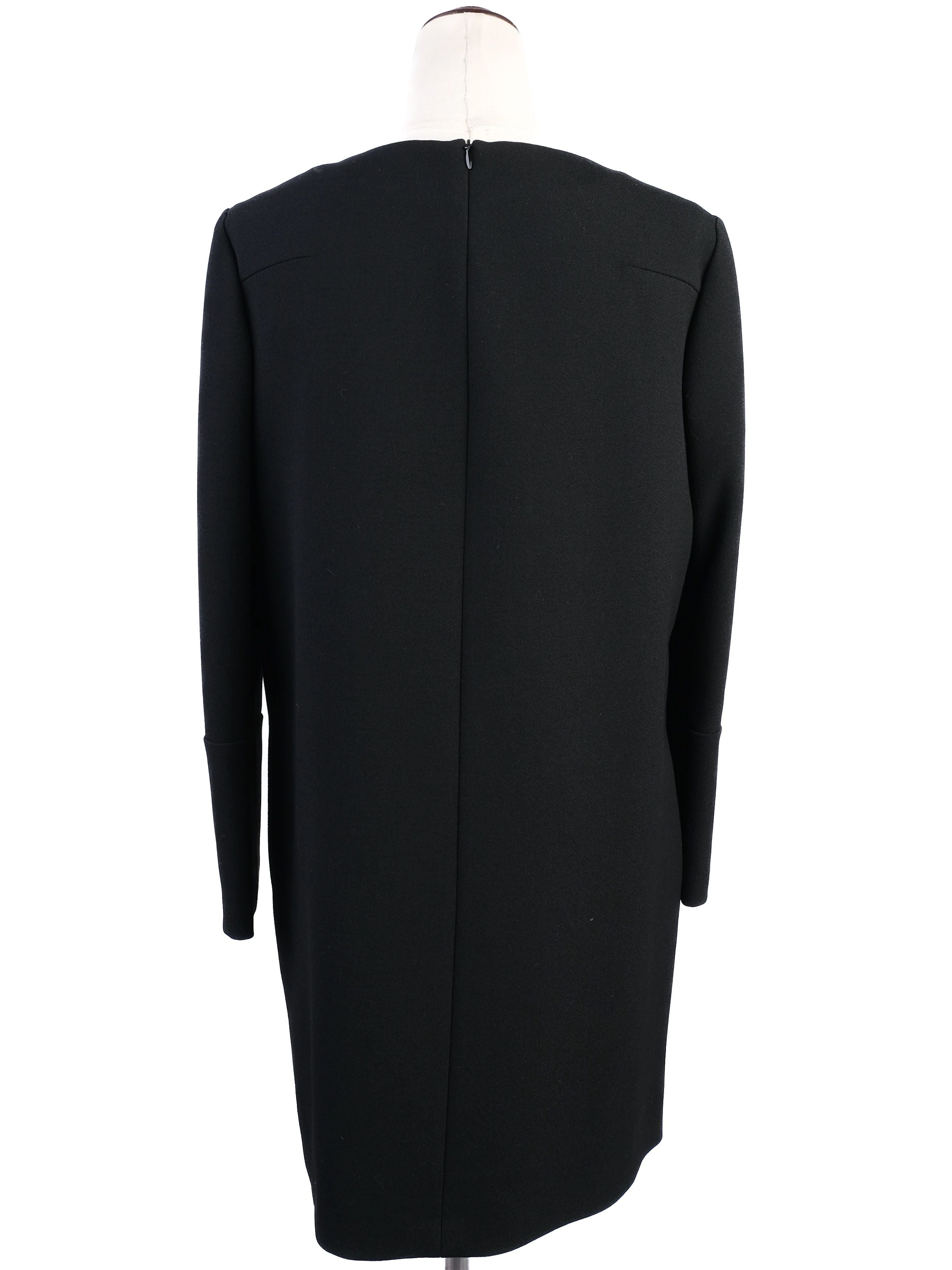 Maje Black Viscose Dress XL with Textured Cut-Out Design - Excellent