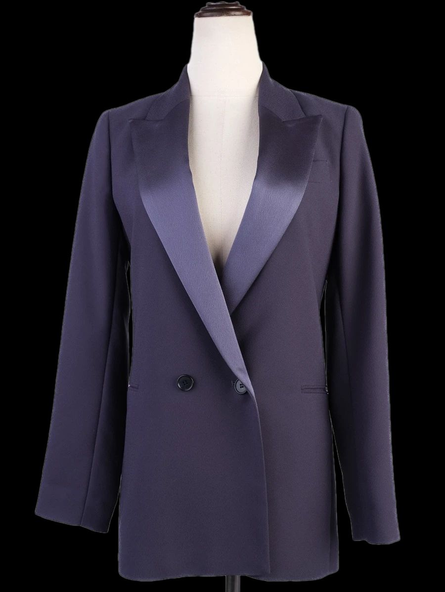Excellent Reiss Gray Polyester Blazer Double-Breasted Size XXS