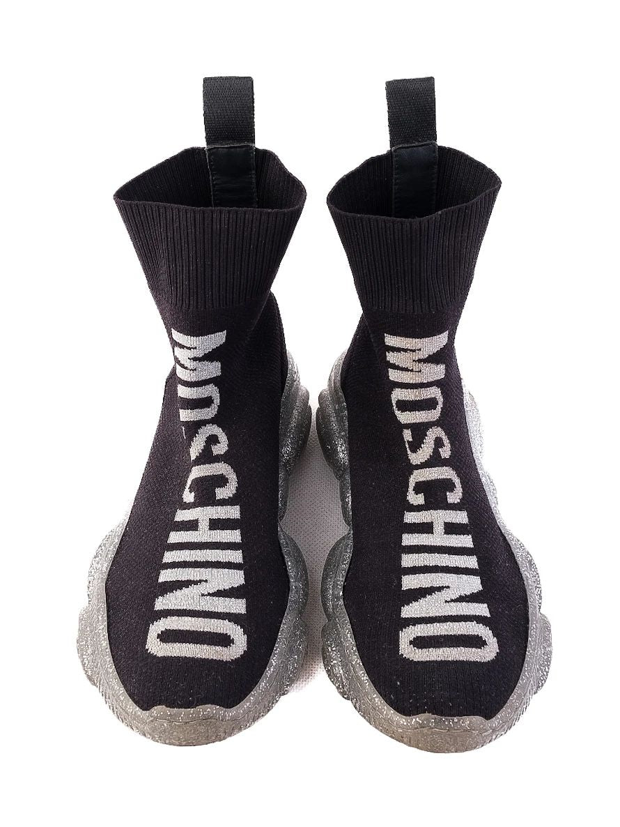 Perfect Moschino Black High-Top Sneakers for Kids Size 34
