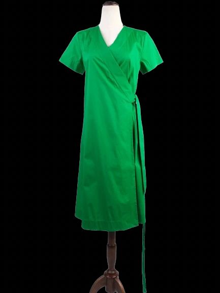 Excellent COS Green Nylon Wrap Dress Size XS with Tie Waist