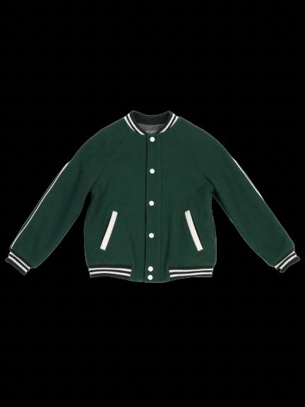 Excellent Bonpoint Varsity Jacket Green Cotton Size 8 For Kids