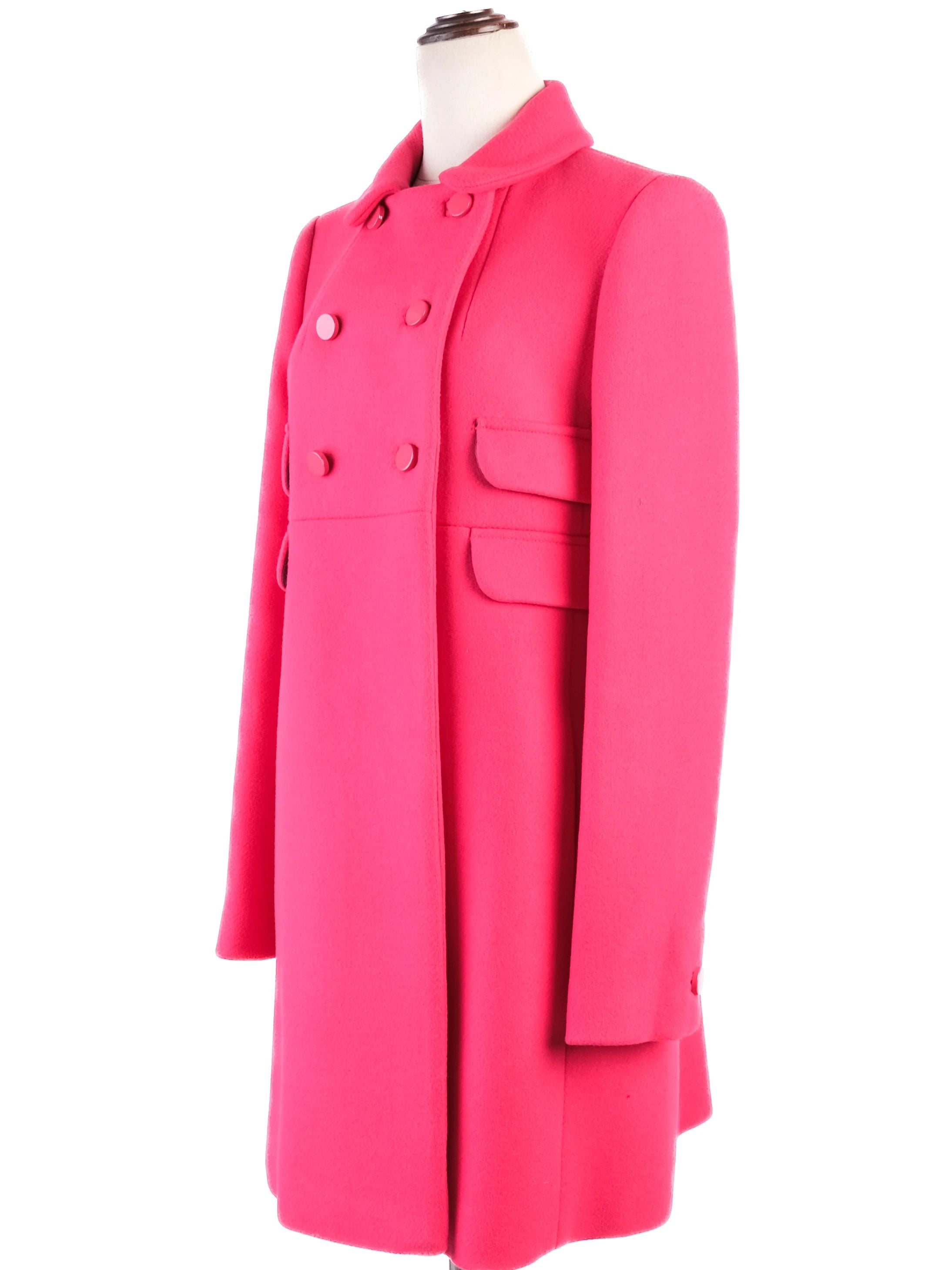 Excellent Tara Jarmon Pink Wool Double-Breasted Coat Size L