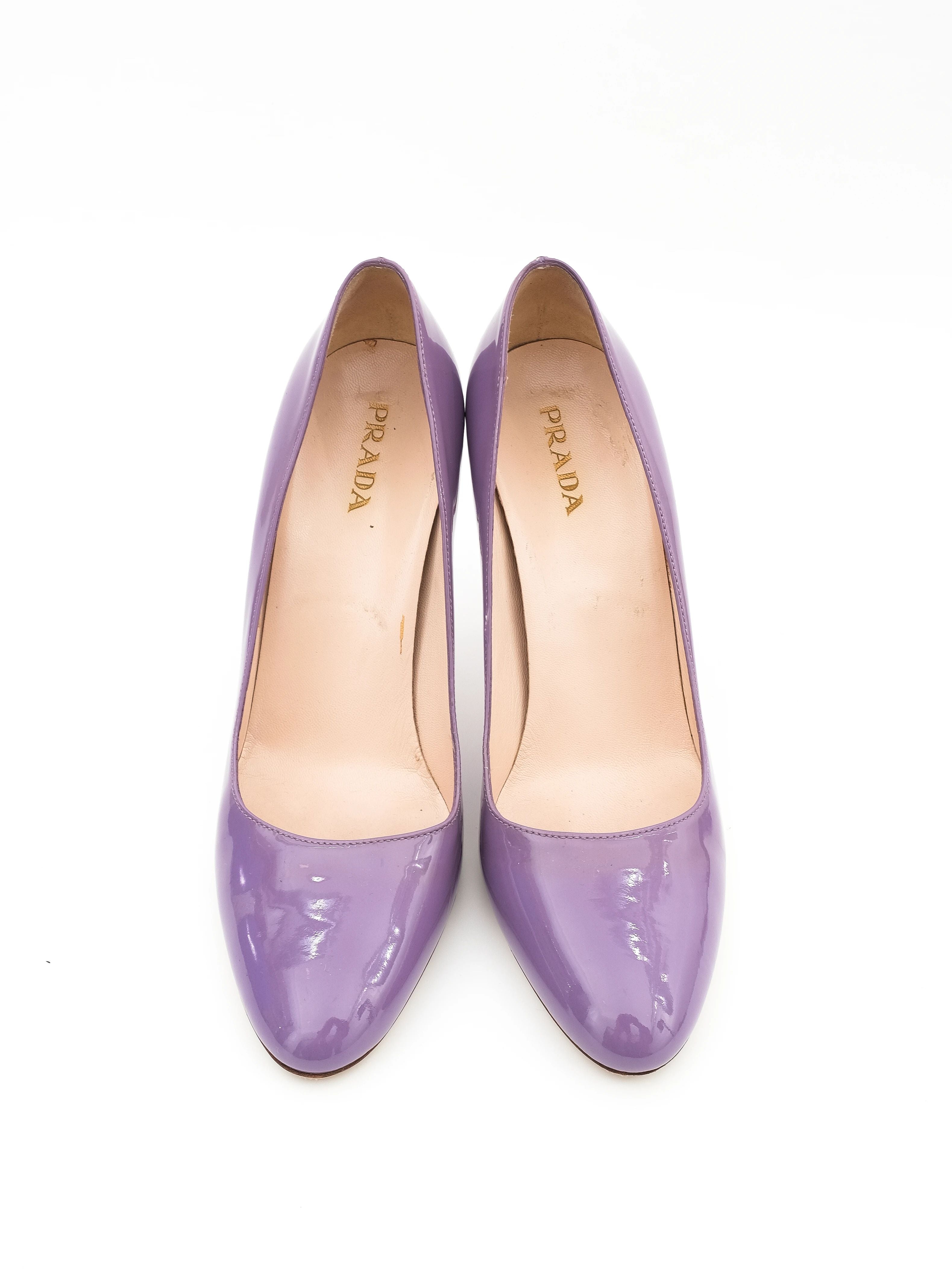 Excellent Prada Purple Lacquer High-Heeled Shoes Size 40