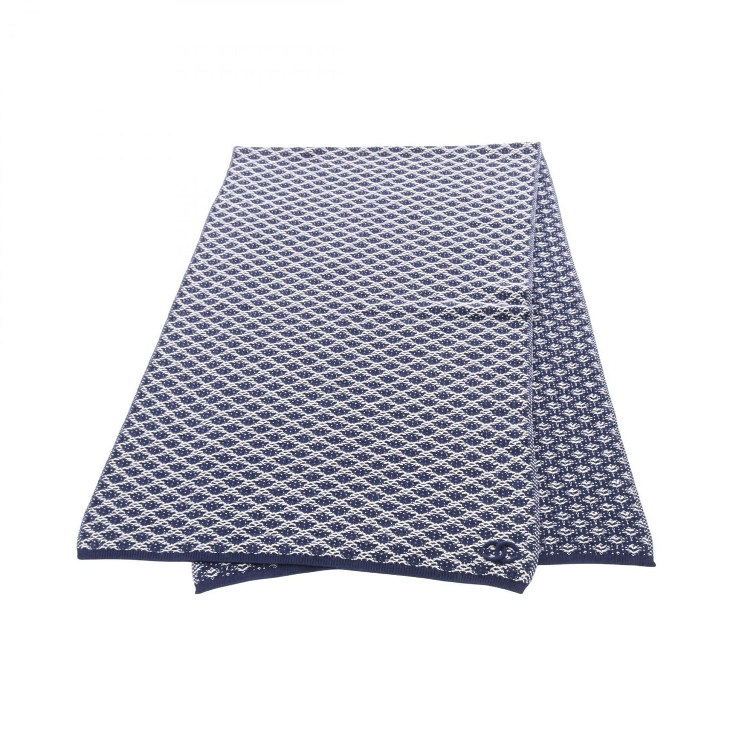 Chanel Navy White Scarf Other Cashmere