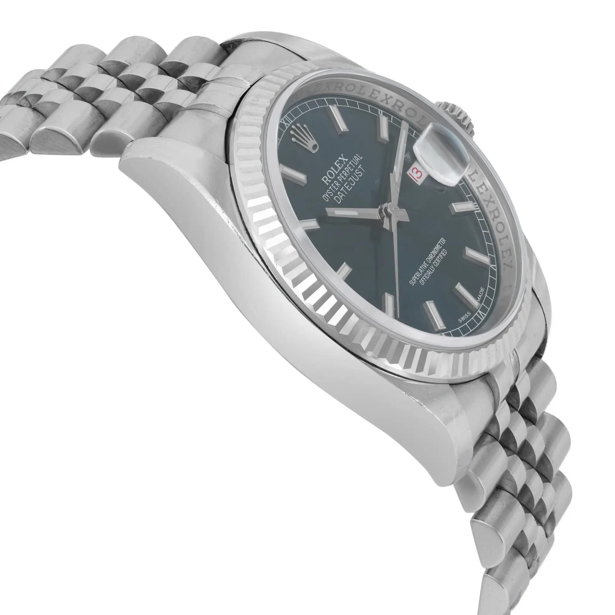 Rolex Datejust 18K White Gold Steel Blue Dial Automatic Men&