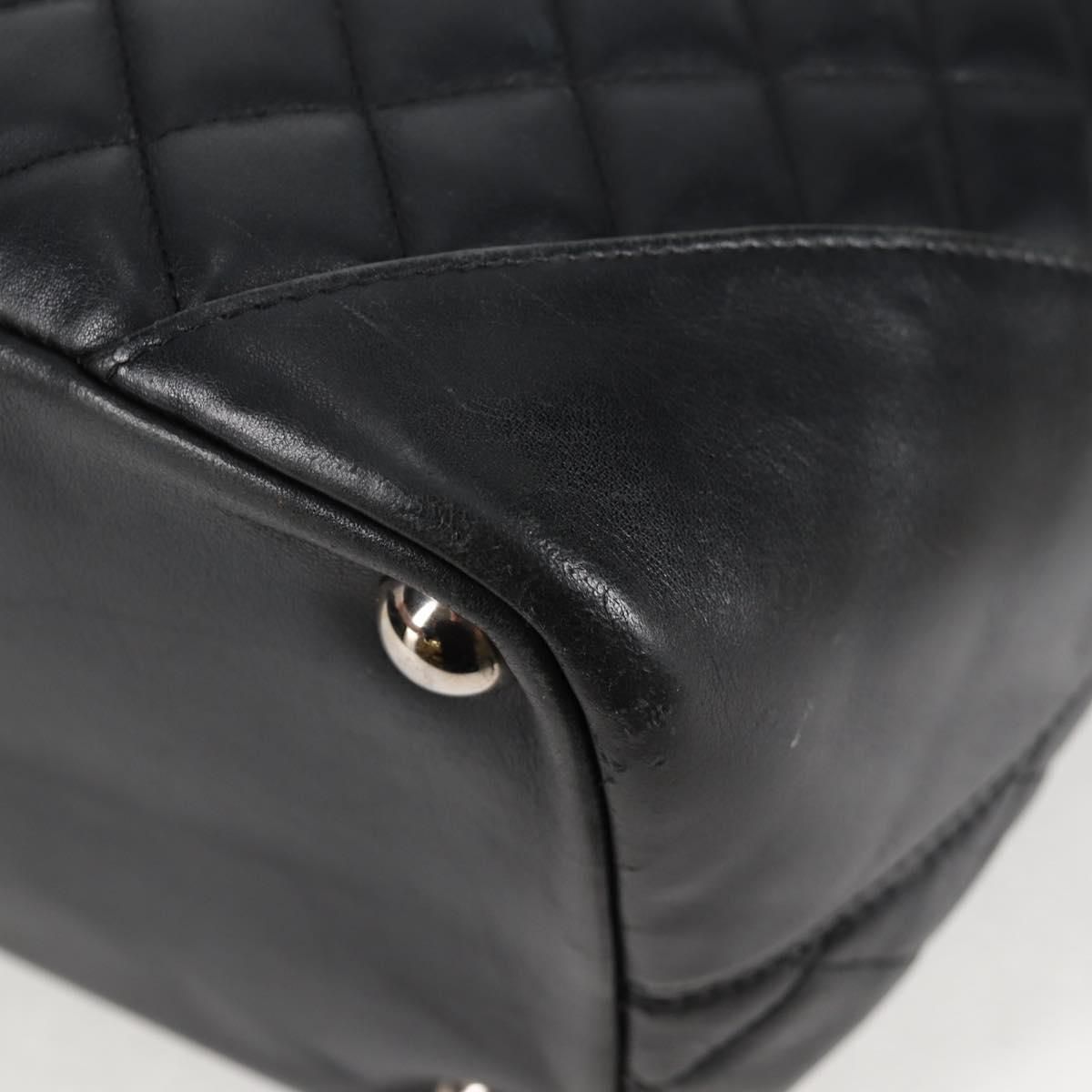 Chanel Cambon Line Matelasse Tote Bag Leather Black Silver Cc Auth