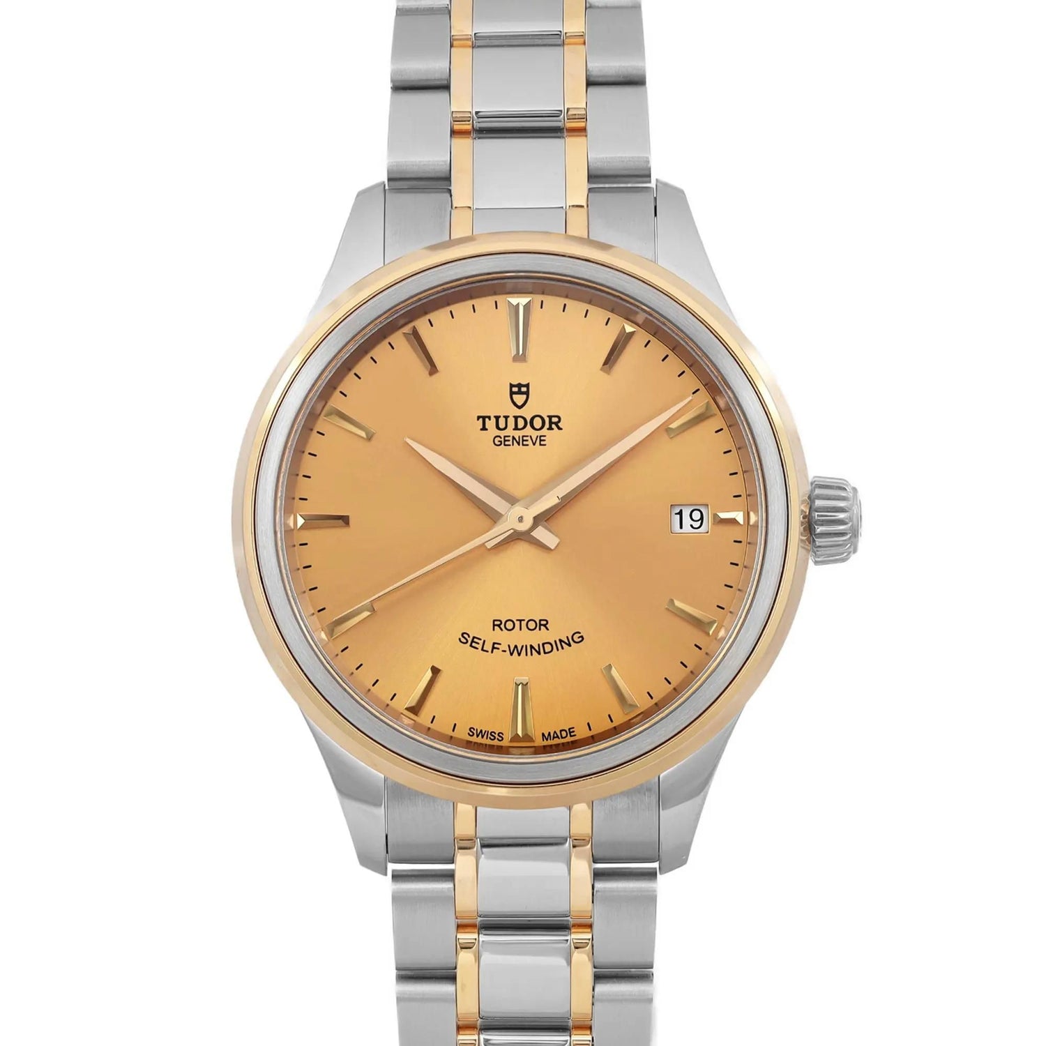 Tudor Style 34mm 18K Yellow Gold Steel Champagne Dial Ladies Watch 12303-0001
