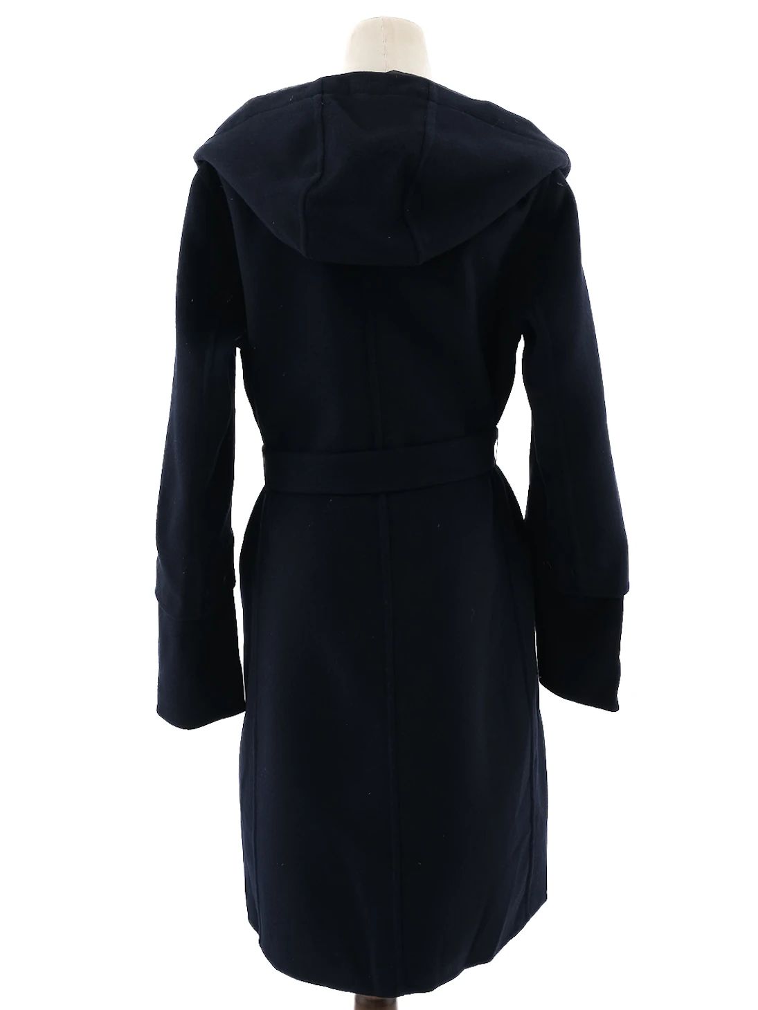 Excellent Max Mara Black Wool Hooded Coat Size XXL