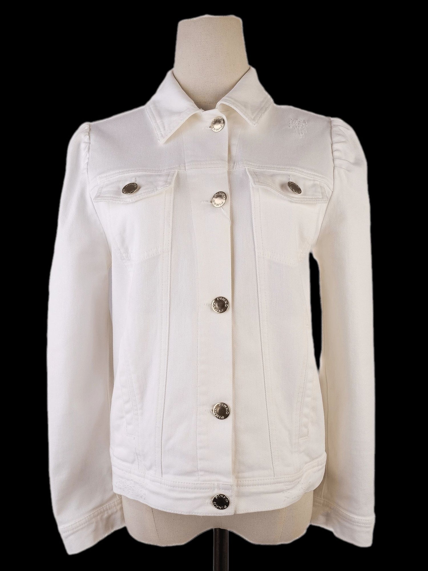 Excellent Pinko White Cotton Denim Jacket Size S Women