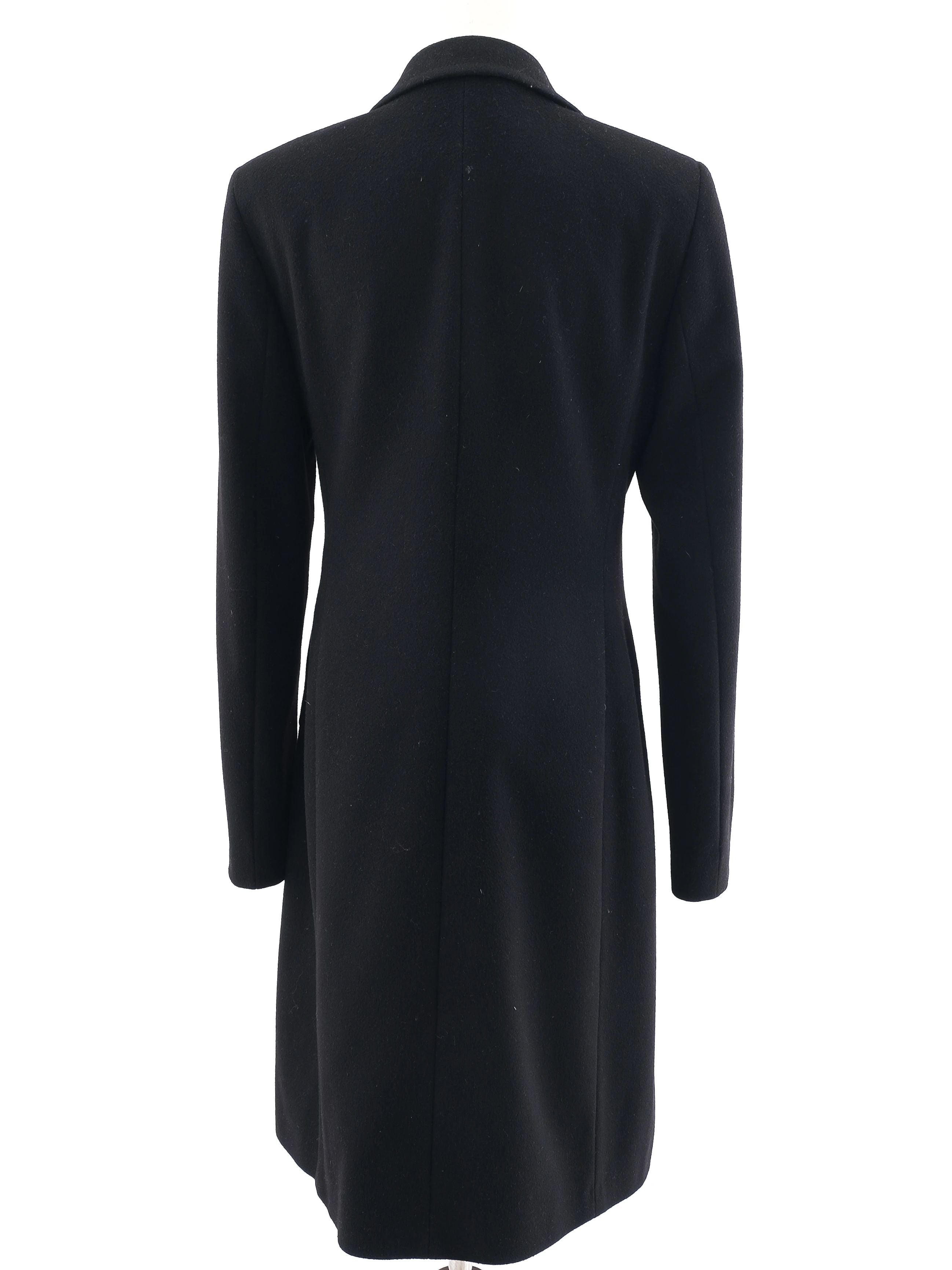 Excellent Escada Black Wool Coat Size M Long Sleeve Tailored Fit