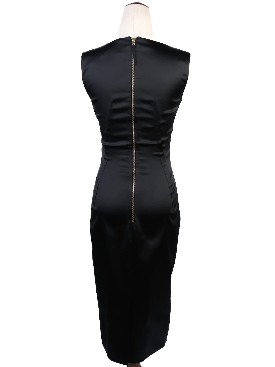 Excellent Dolce Gabbana Black Sleeveless Fitted Dress Nylon