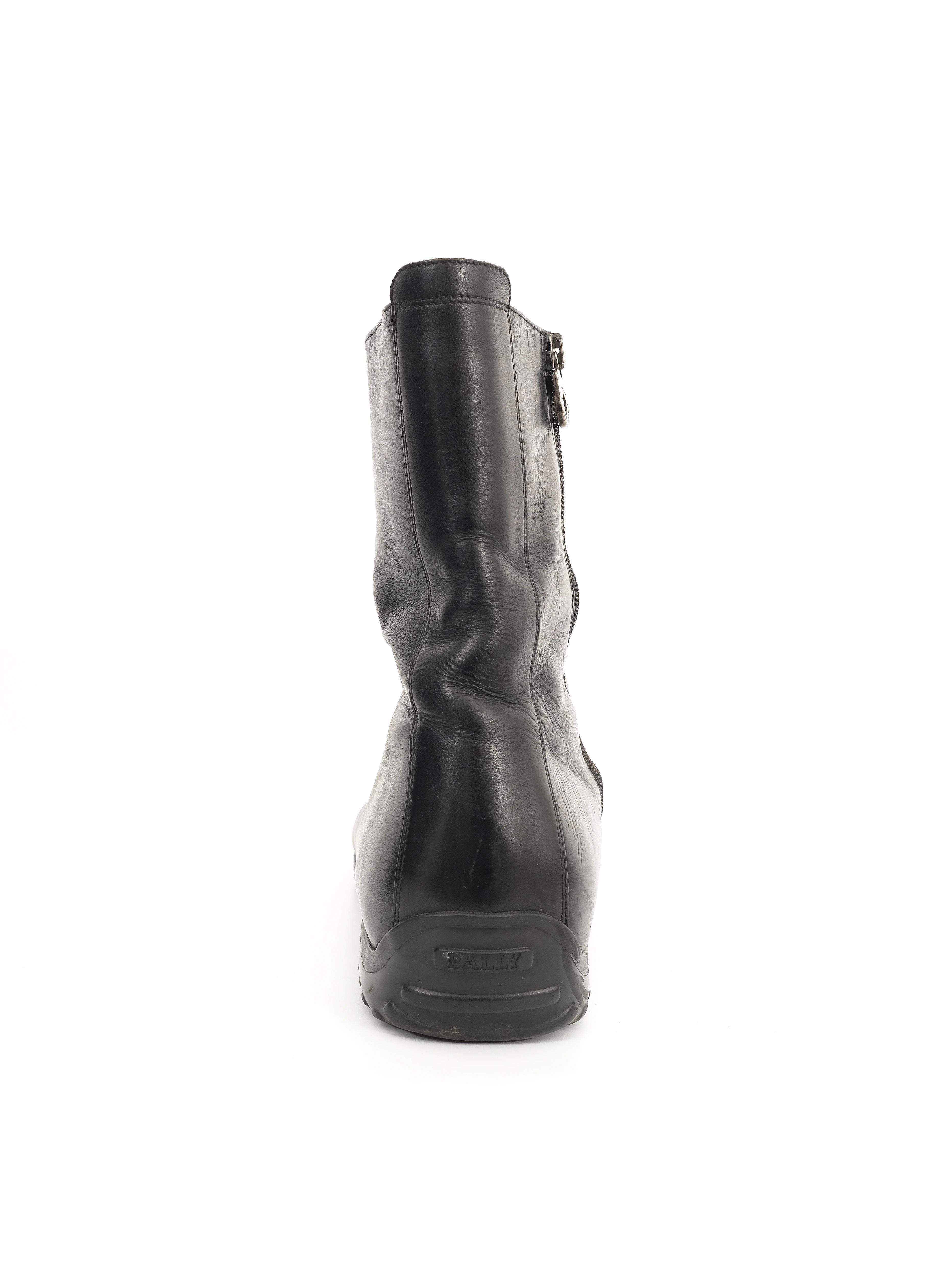 Excellent Bally Black Leather Boots with Side Zipper Size 45