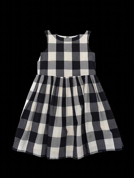 Excellent Bonpoint Dress Black White Checkered Cotton Size 12