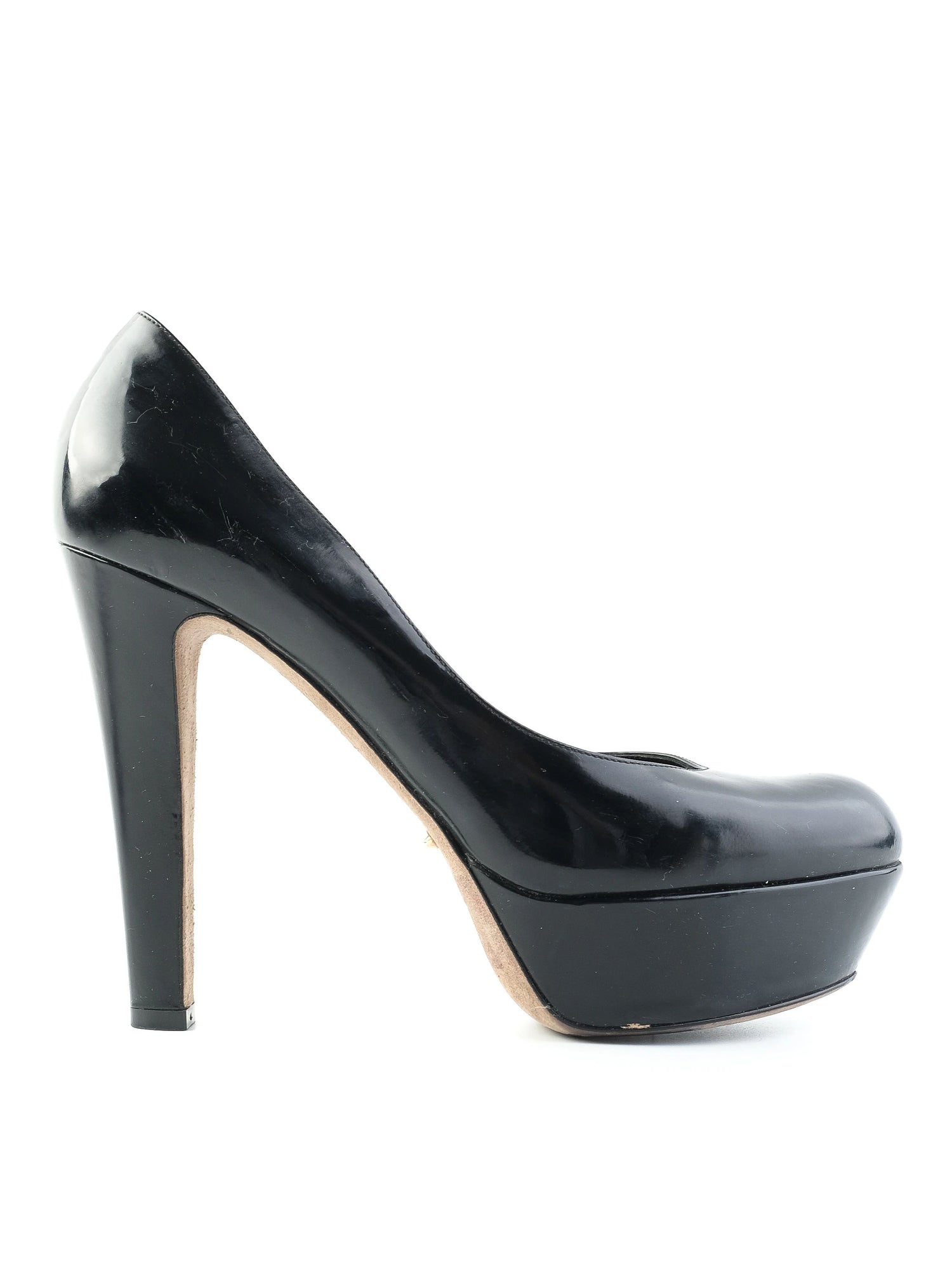 Excellent Sergio Rossi Black Leather High-Heeled Platform Pumps Size 38