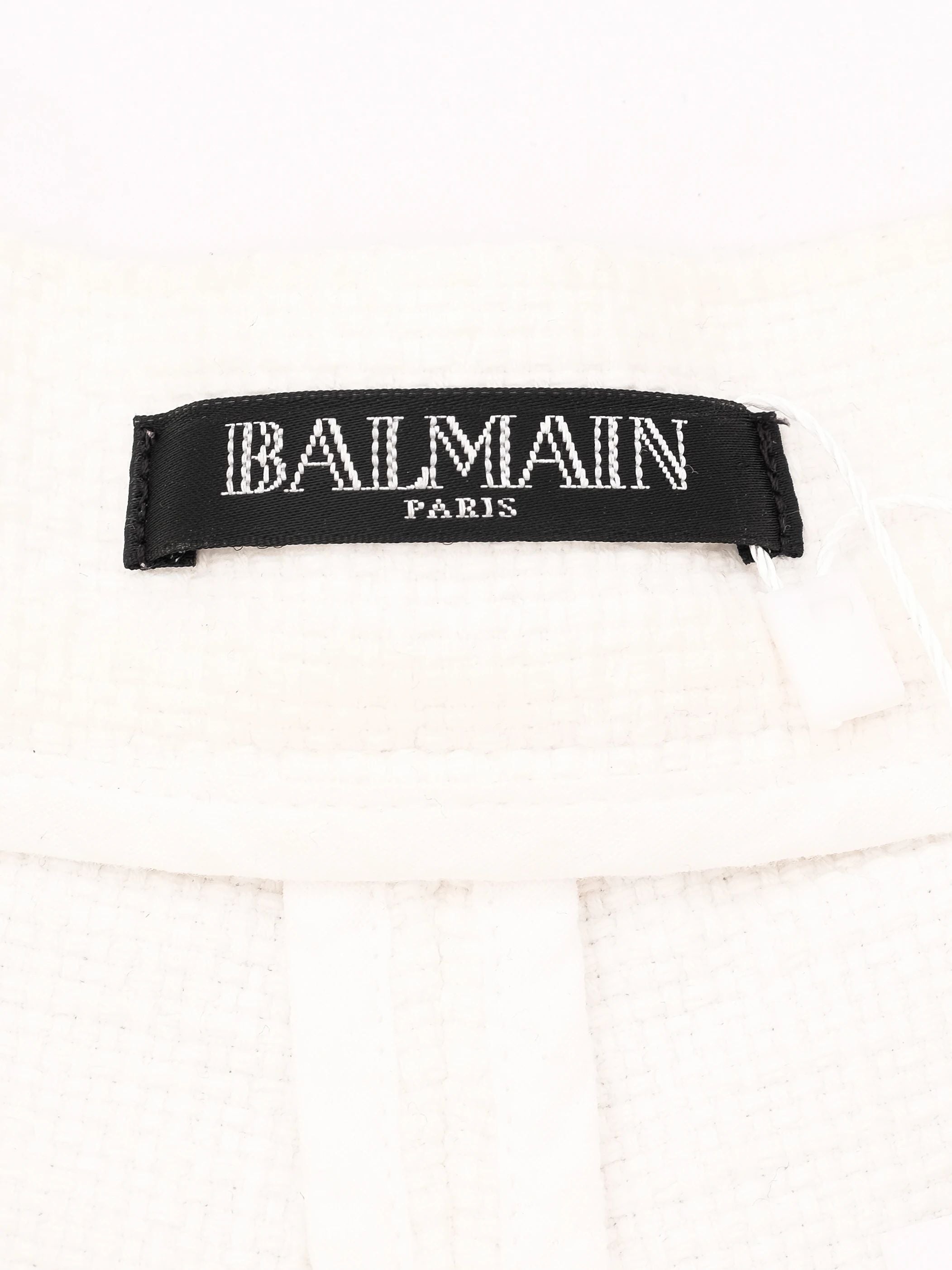 Excellent Balmain White Cotton Shorts with Silver Buttons Size S