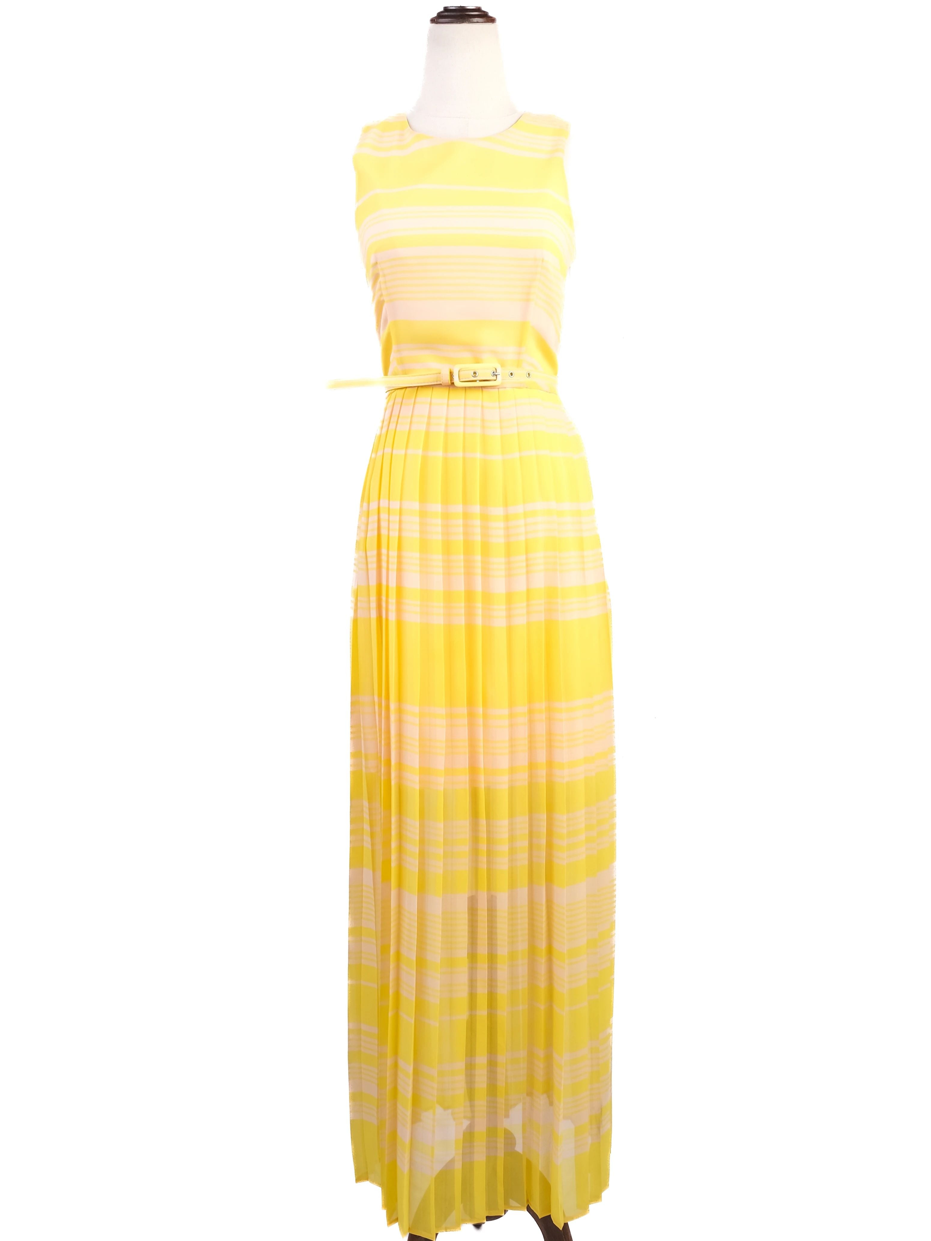 Excellent French Connection Yellow Sleeveless Dress XS with Stripes