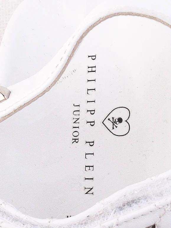 Excellent Philipp Plein Junior White Leather Sandals Size 31