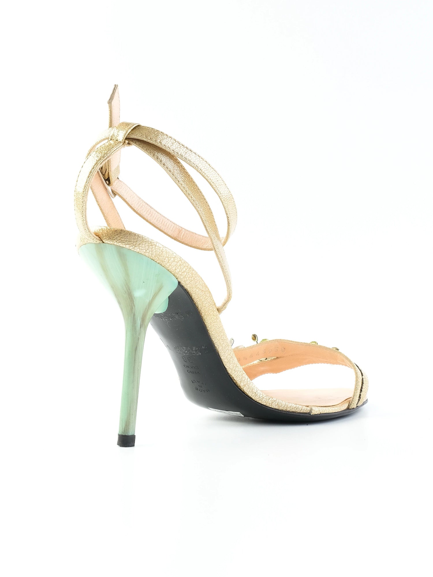 Perfect Pollini Yellow Leather High-Heeled Sandals Size 38