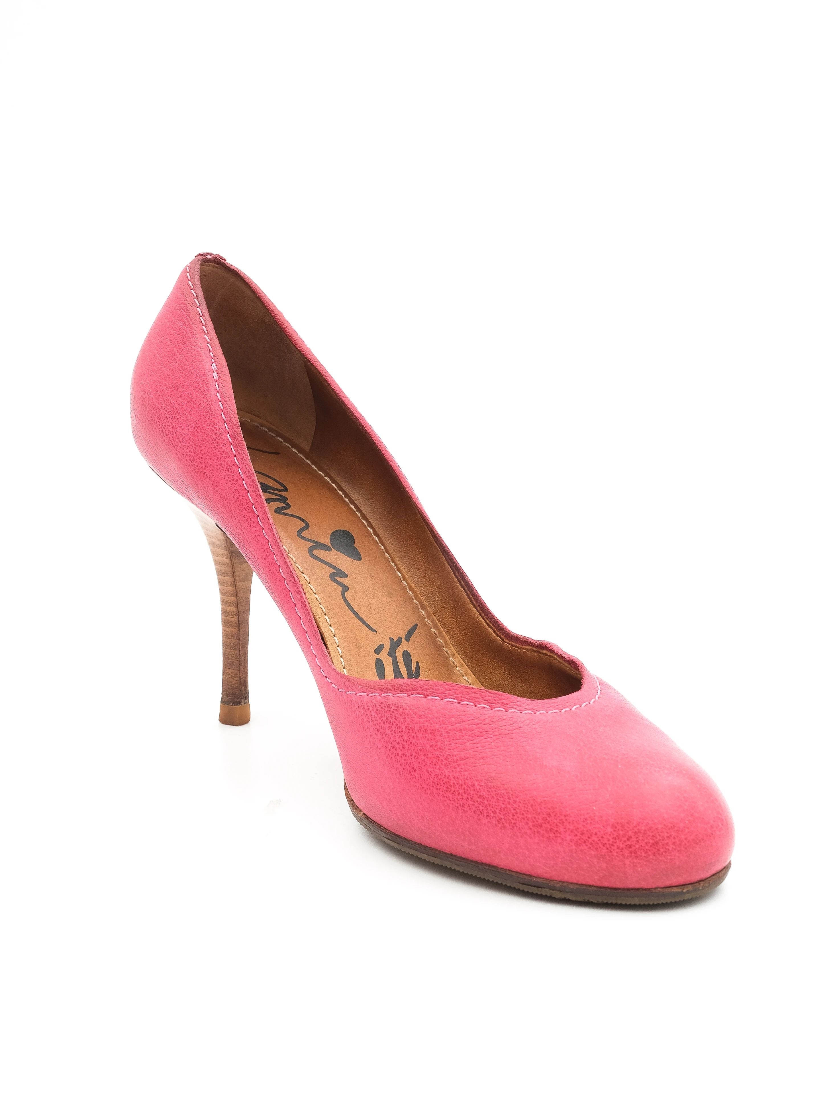 Excellent Lanvin Pink High-Heeled Leather Shoes Size 38
