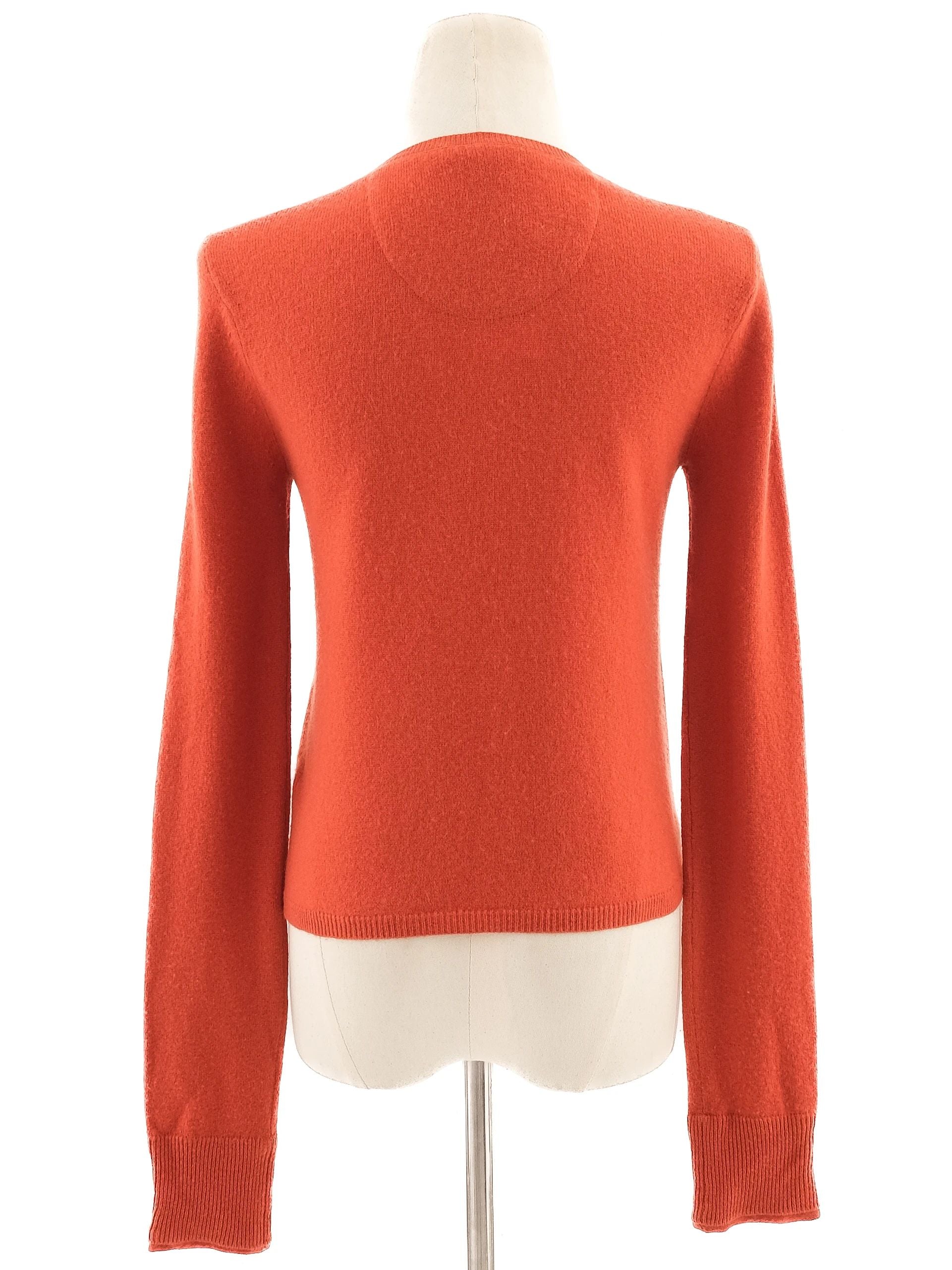 Excellent Burberry Orange Cashmere Cardigan Sweater Size XS
