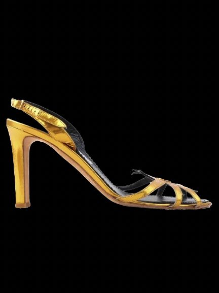 Excellent Manolo Blahnik Yellow Leather High-Heeled Sandals Size N/A